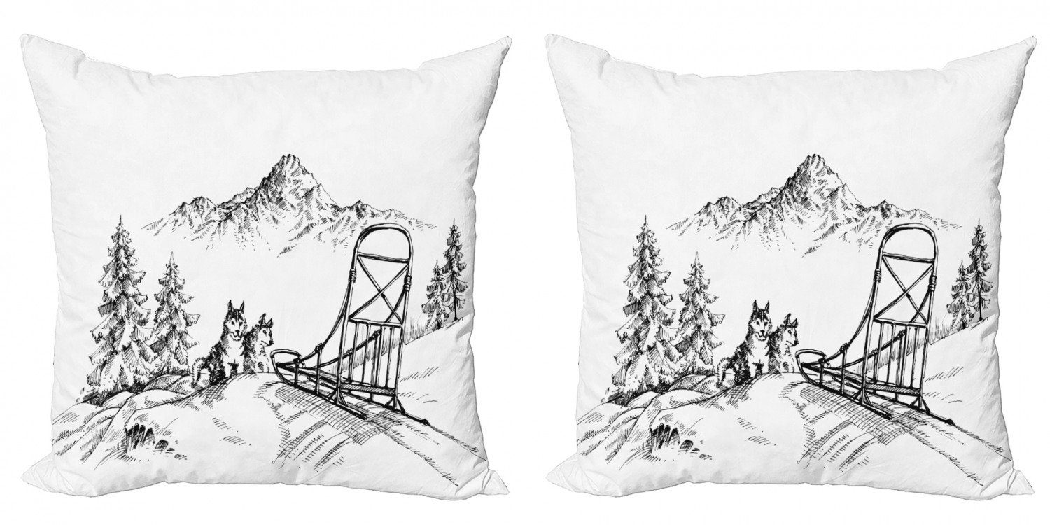 Kissenbezüge Modern Accent Doppelseitiger Digitaldruck, Abakuhaus (2 Stück), Alaskan Malamute Winter Woods