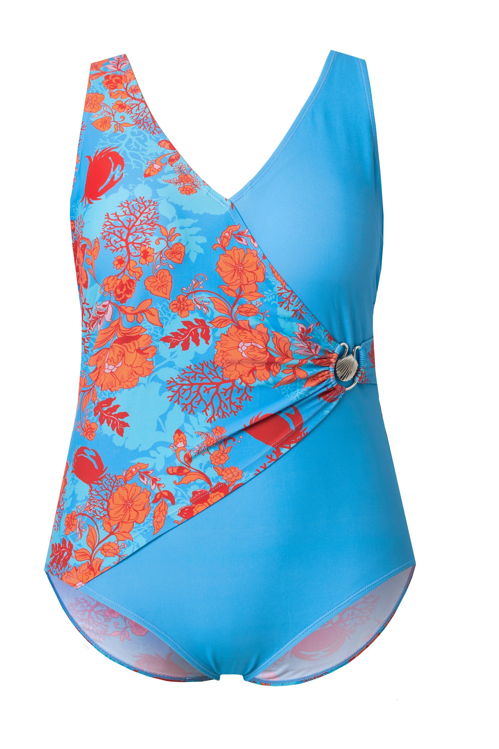 Ulla Popken Badeanzug Badeanzug Wickeleffekt Softcups Zierschnalle – Bild 2 von 4