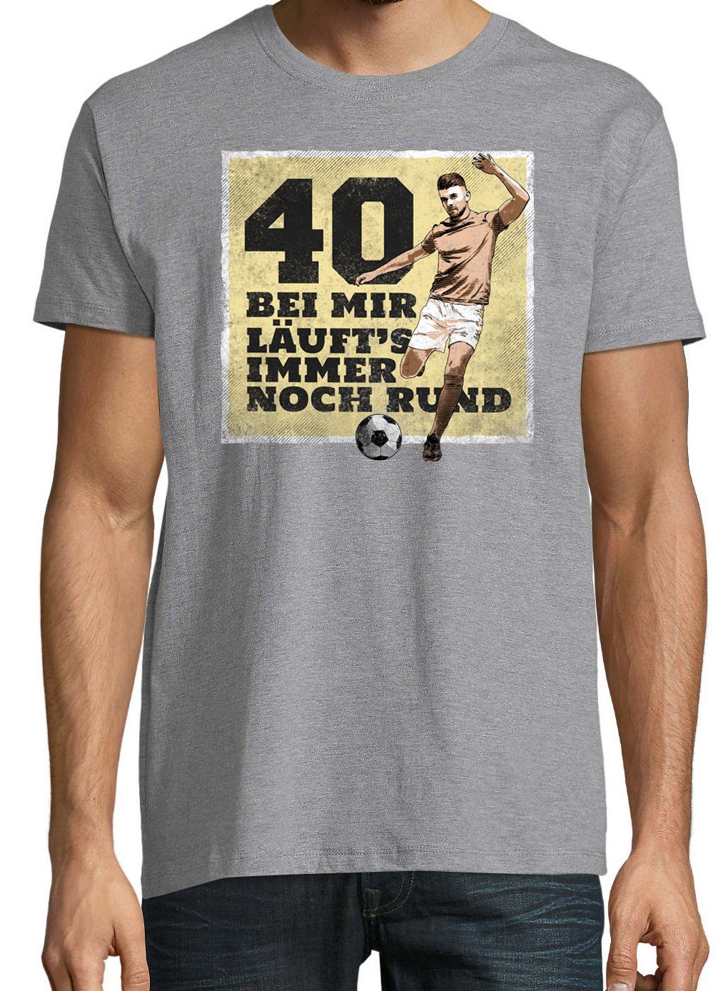 Designz Immer Läuft Herren trendigem Es Noch Grau Shirt Rund" Youth Frontprint T-Shirt "40 Und mit