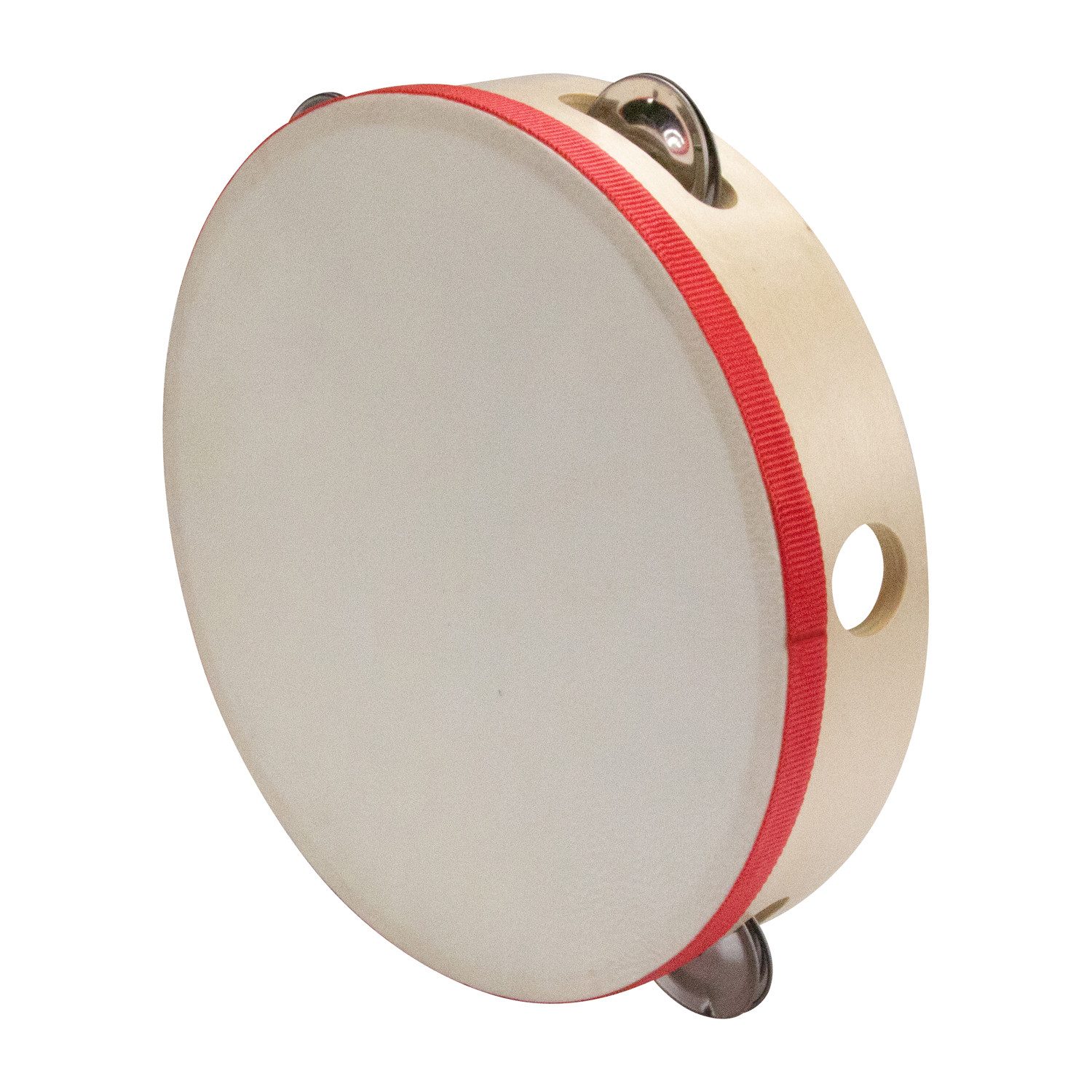 Spielzeug-Musikinstrument Tamburin Handtrommel für Kinder D: 20 cm Holz mit 5 Schellen - 3833