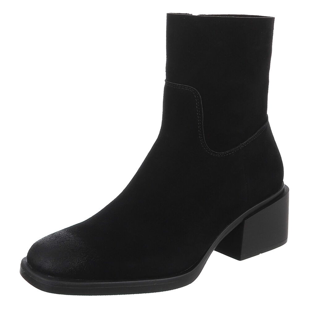 Echtleder Damen Stiefelette mit Blockabsatz Stiefelette