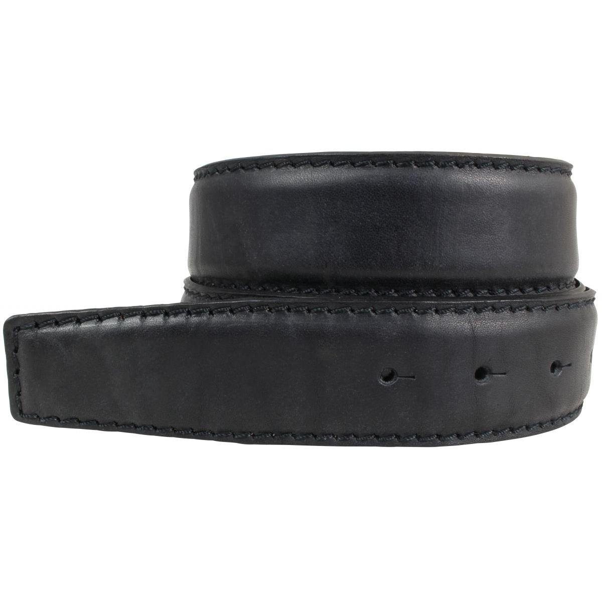 BELTINGER Ledergürtel Gürtel aus Vollrindleder mit Naht 4 cm ohne Schnalle - Ledergürtel für Schwarz