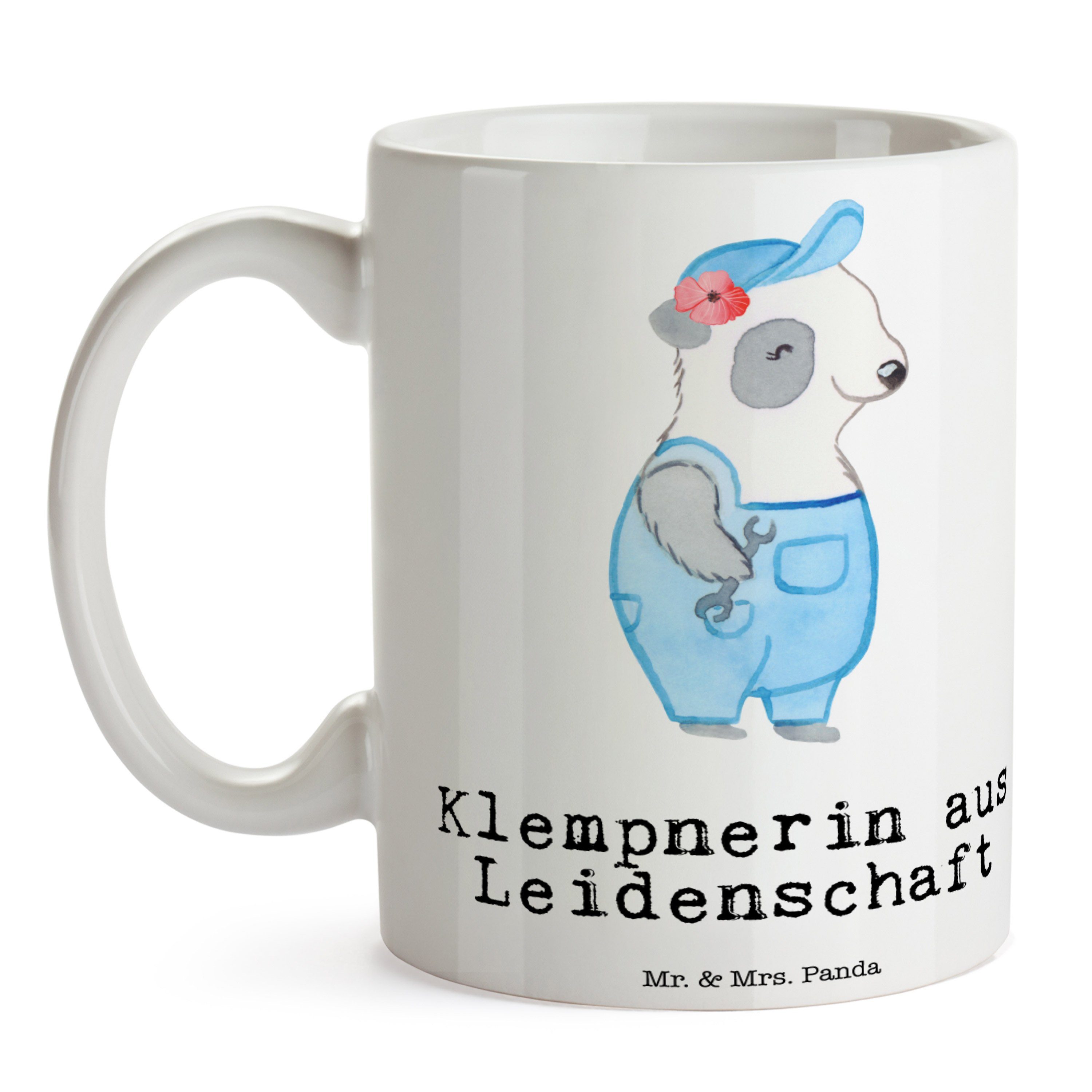 Geschenk, - & Klempnerin Leidenschaft Mrs. Weiß Bauklempnerin, - Panda Rente, aus Mr. Tasse Keramik