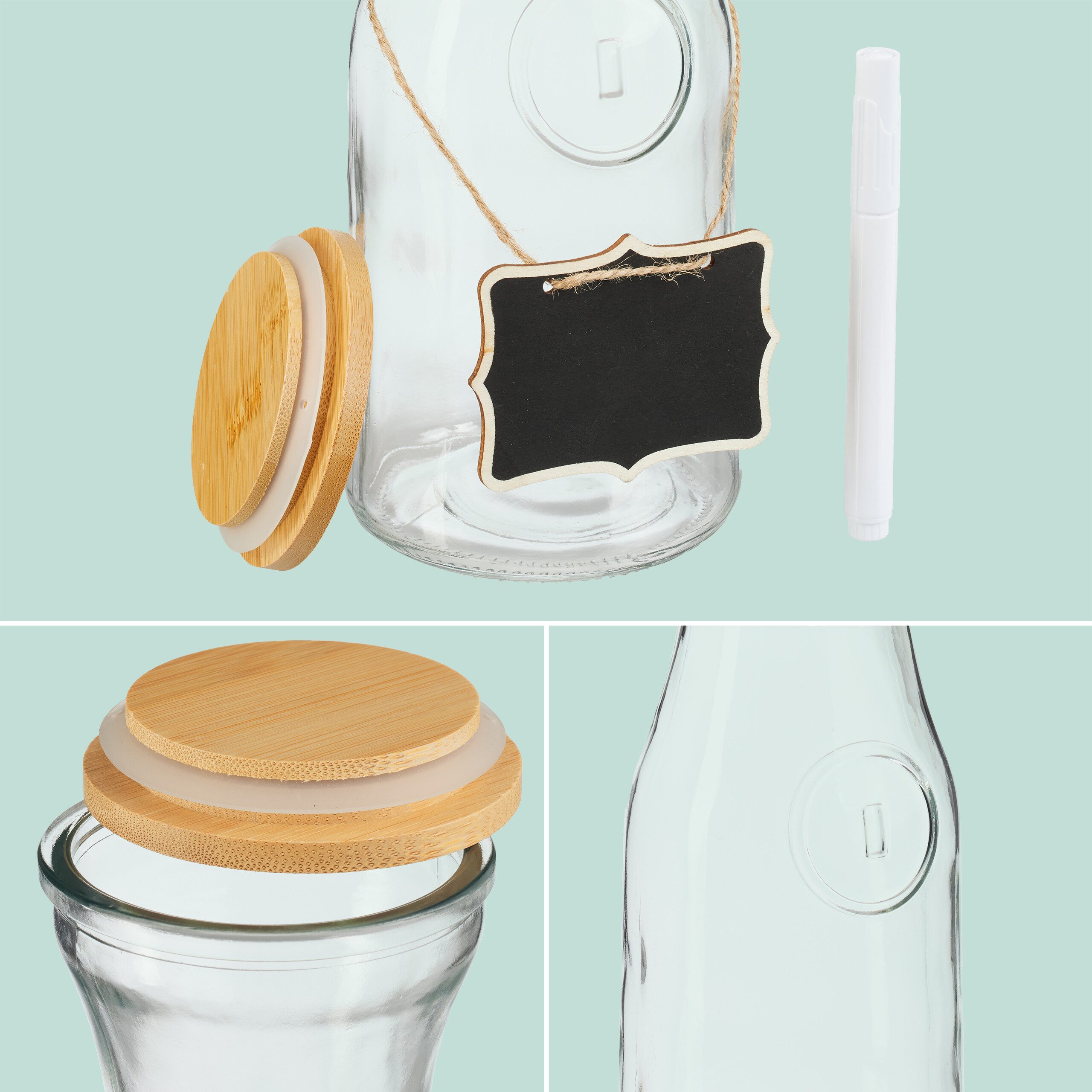 relaxdays Karaffe Wasserkaraffe mit Deckel im Set, (2-tlg), 2er Pack