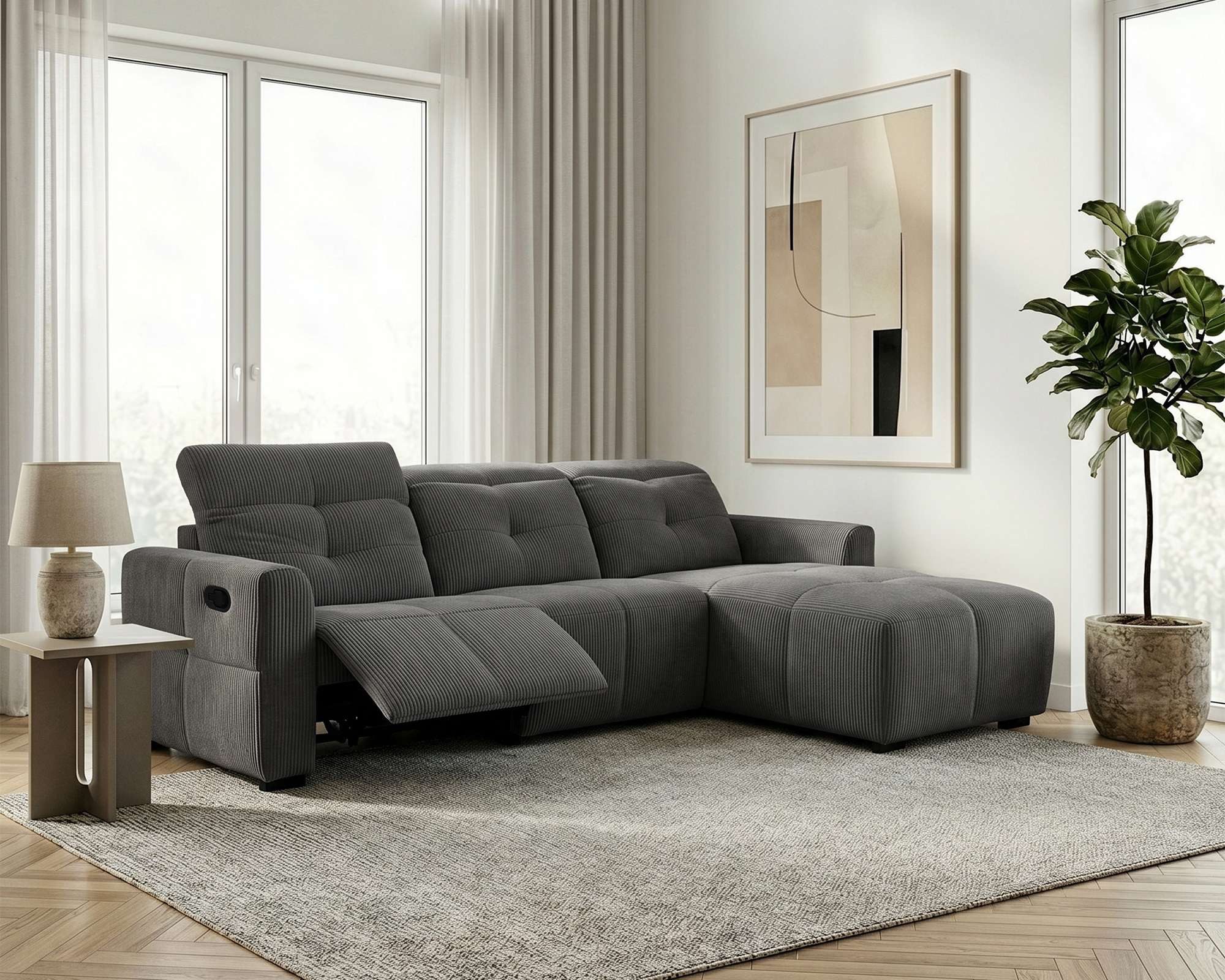 OTTO home Ecksofa CAARLA Cord, L-Form, 261 cm, man. oder elektr. Relaxfunktion (USB-A/C), mit USB-A und USB-C bei elektrischer Ausführung, Kopfteilverstellung