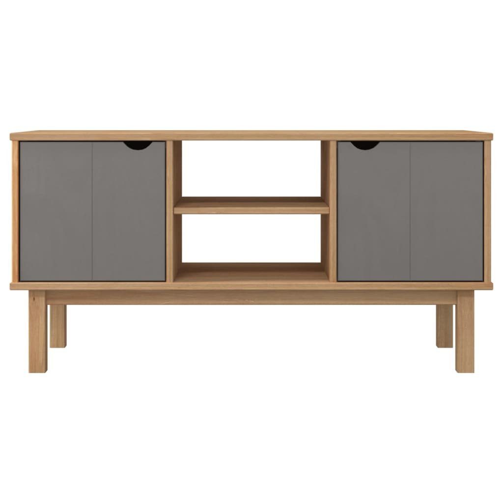 OTTA und vidaXL Grau 113,5x43x57 (1-St) Massivholz TV-Schrank Braun&Grau cm Kiefer TV-Schrank Braun