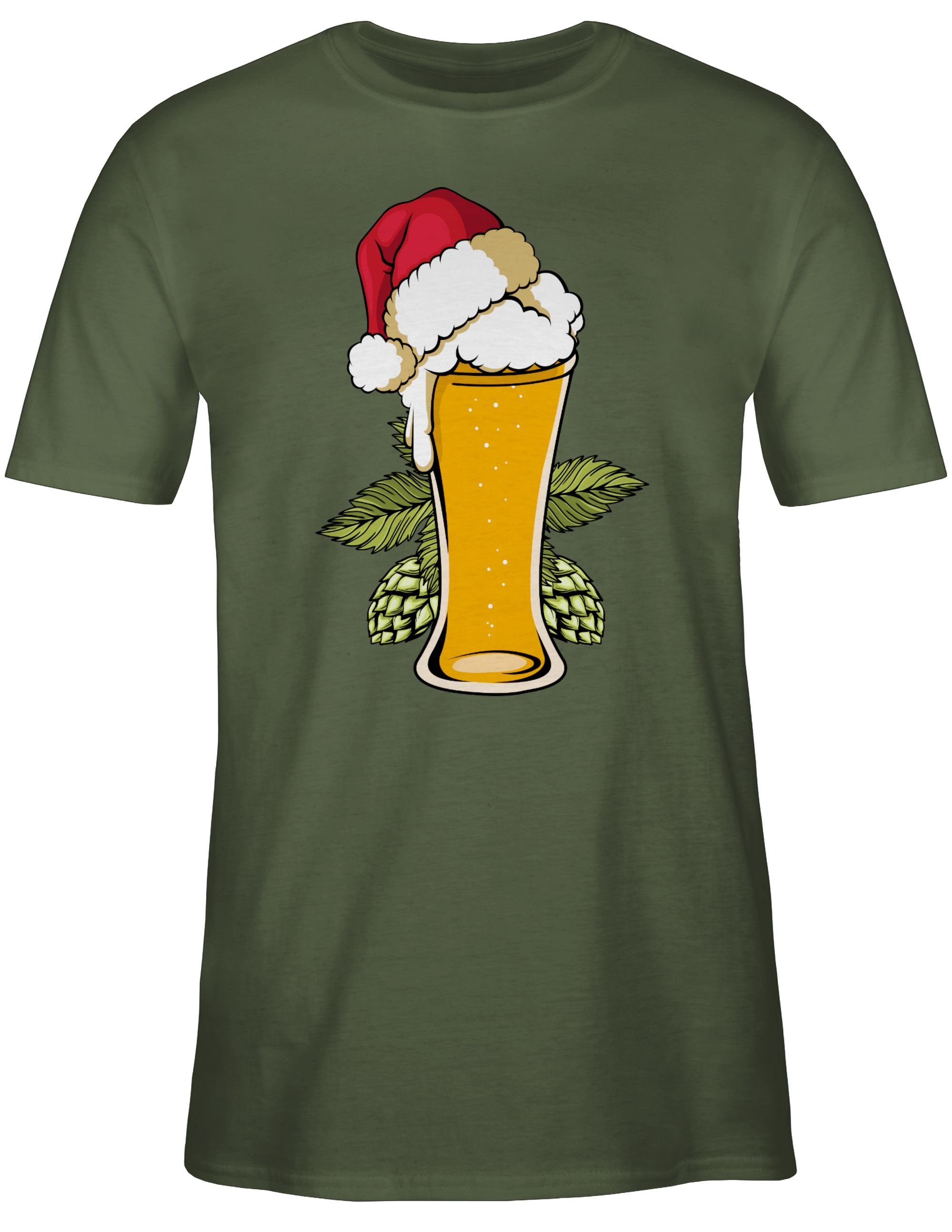 Army Weihnachtsmütze Grün Shirtracer Bierglas T-Shirt Weihachten Kleidung 03 mit