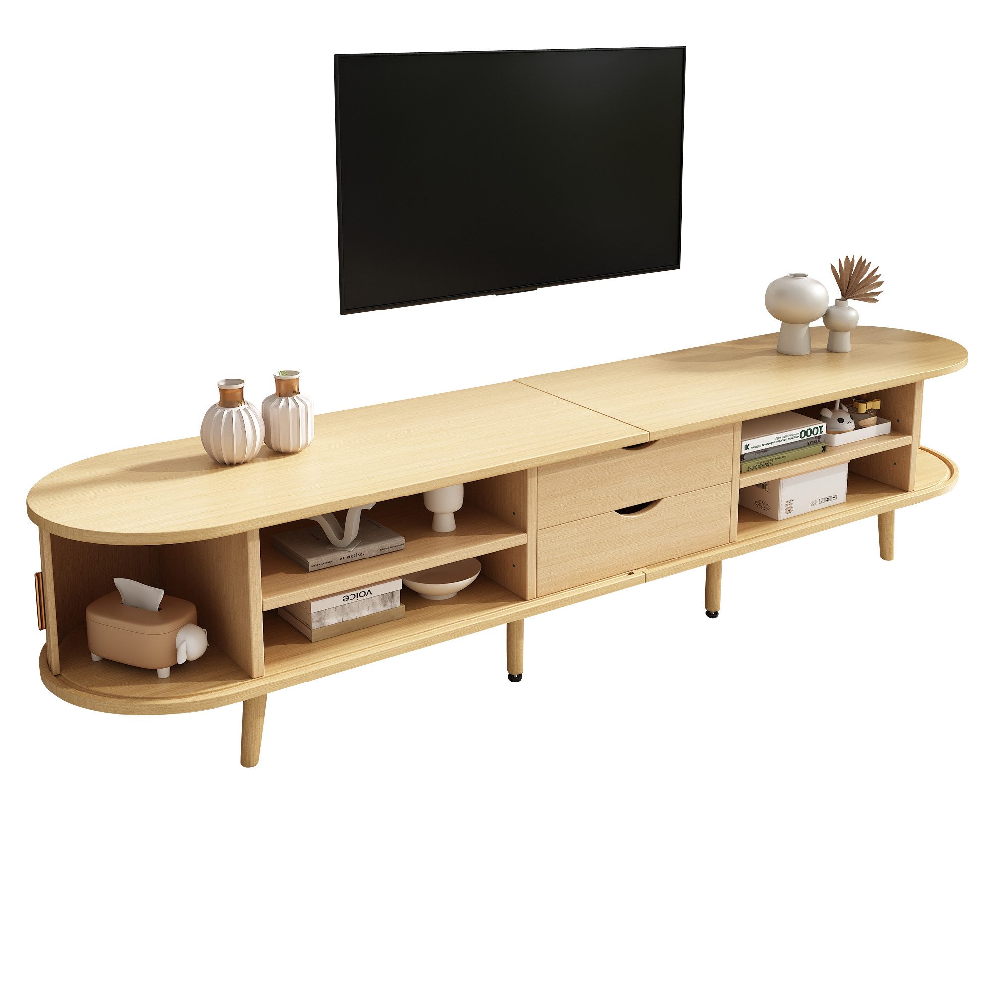 ANYSUN Lowboard Holzmaserung mit 2 Schubladen, TV-Schrank (Set, 1er set), Breite 175 cm