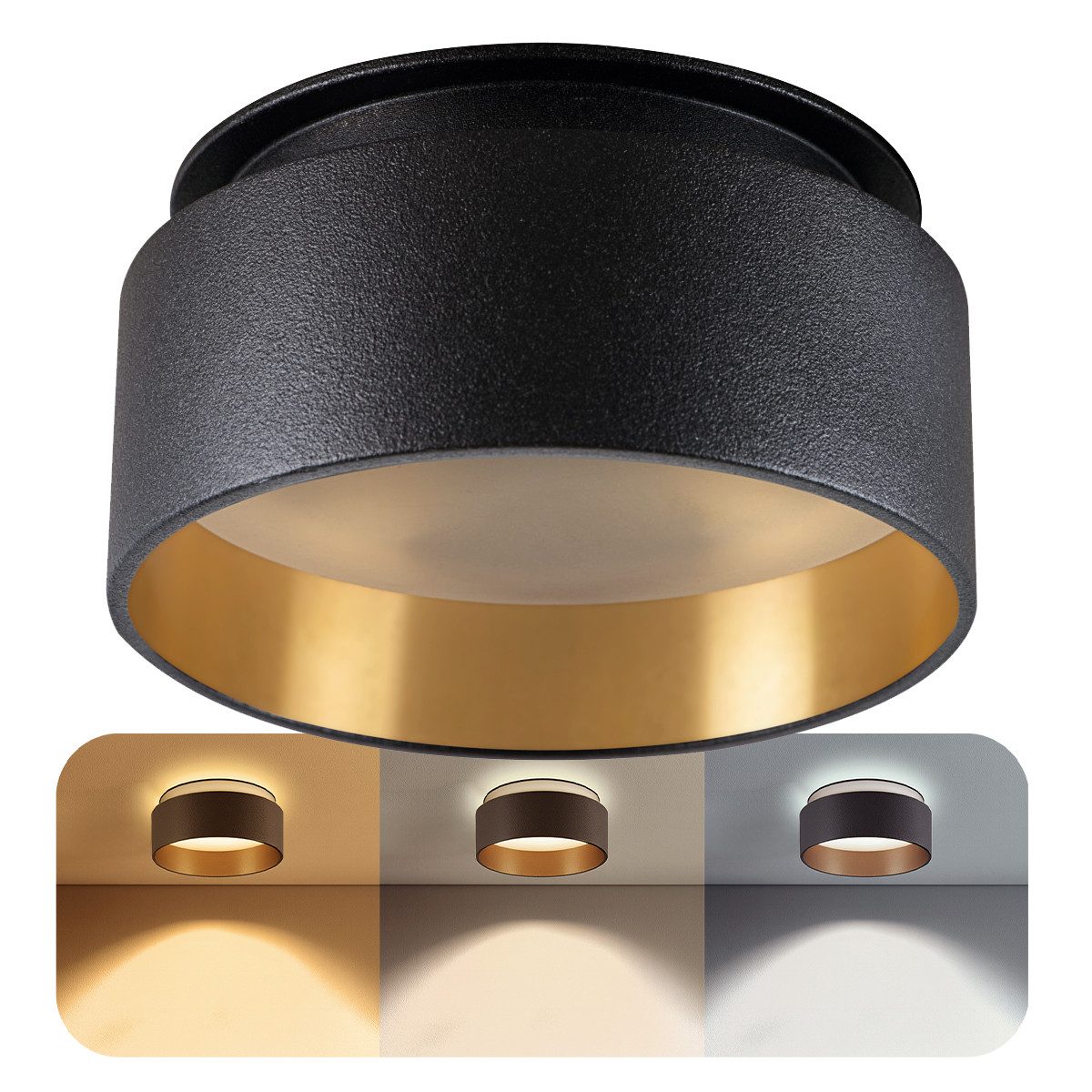SSC-LUXon LED Aufbaustrahler Design LED Einbauspot Sudara schwarz gold indi günstig online kaufen