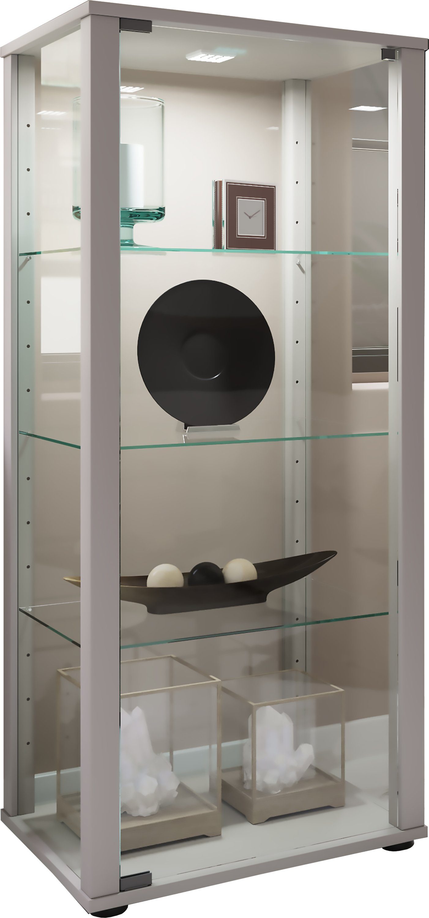 Kavisa Holz Sammelvitrine Vitrine Silber M VCM Standvitrine Glas Stand