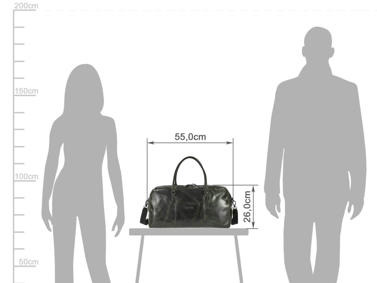 Greenburry Reisetasche "Newport" Leder Weekender Sporttasche, Weekender 55x26x26cm, Sporttasche, Leder