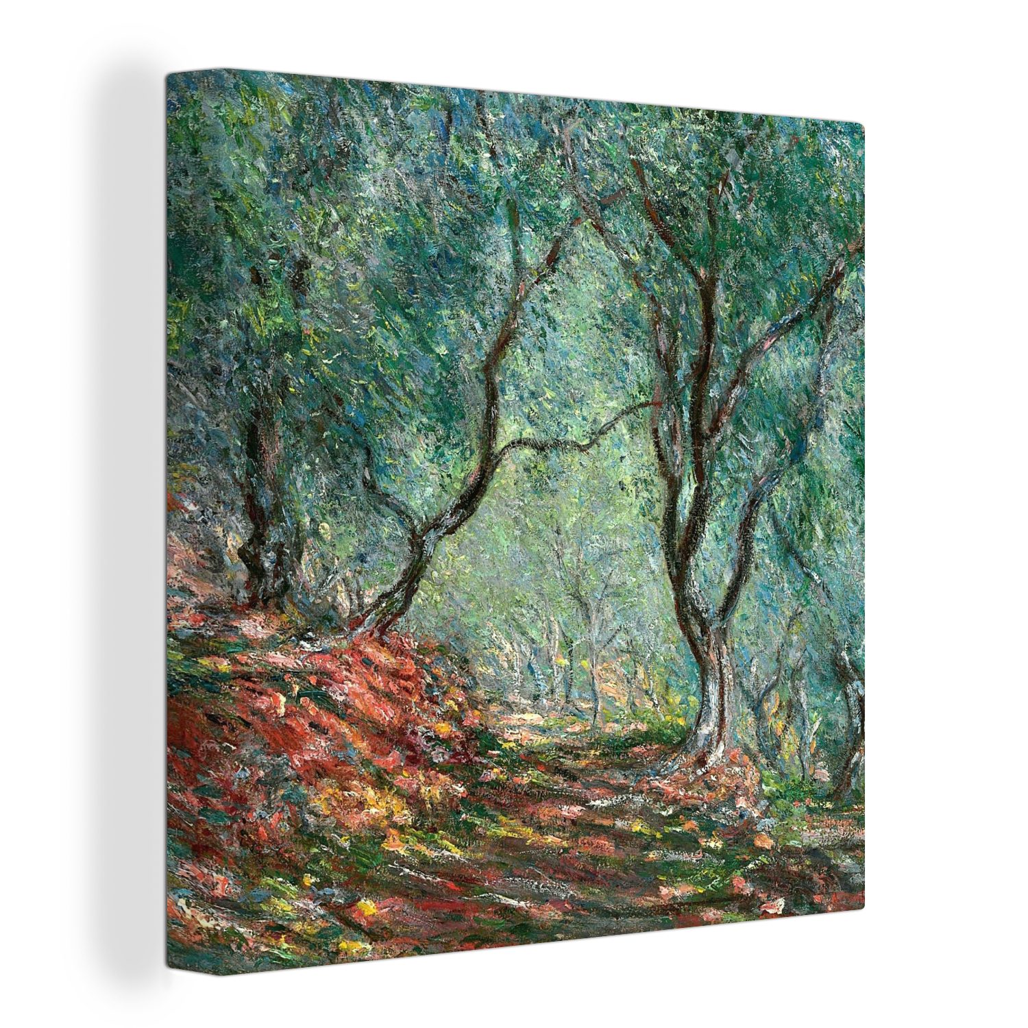 OneMillionCanvasses® Leinwandbild Olivenbaumholz im Garten von Moreno - Gemälde von Claude Monet, (1 St), Leinwand Bilder für Wohnzimmer Schlafzimmer