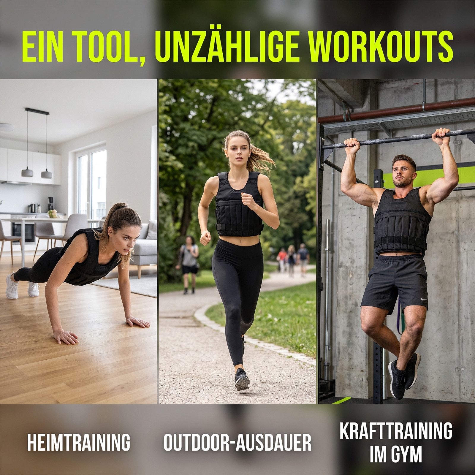 AKKEE Gewichtsweste Trainingsweste Verstellbar 0-20KG zum Muskelaufbau u. Krafttraining