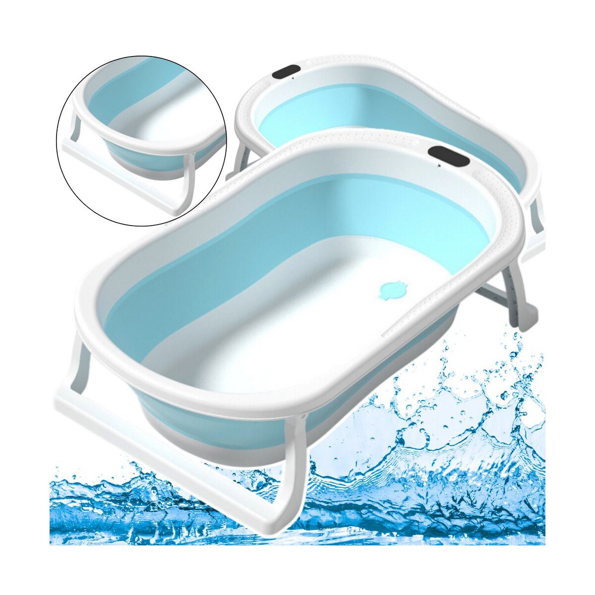 Wisam Babybadewanne Faltbare Badewanne rutschfest klappbar Blau