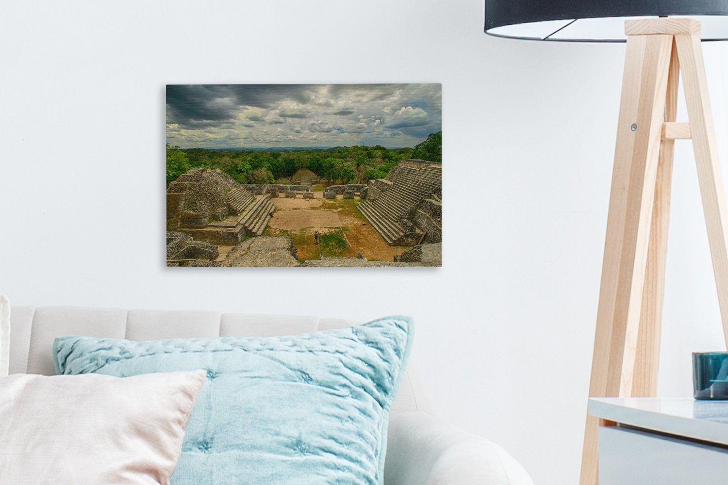 Aufhängefertig, im Leinwandbilder, Belize, OneMillionCanvasses® Maya Wanddeko, Die Stadt St), (1 Wandbild 30x20 nordamerikanischen der cm alte Leinwandbild