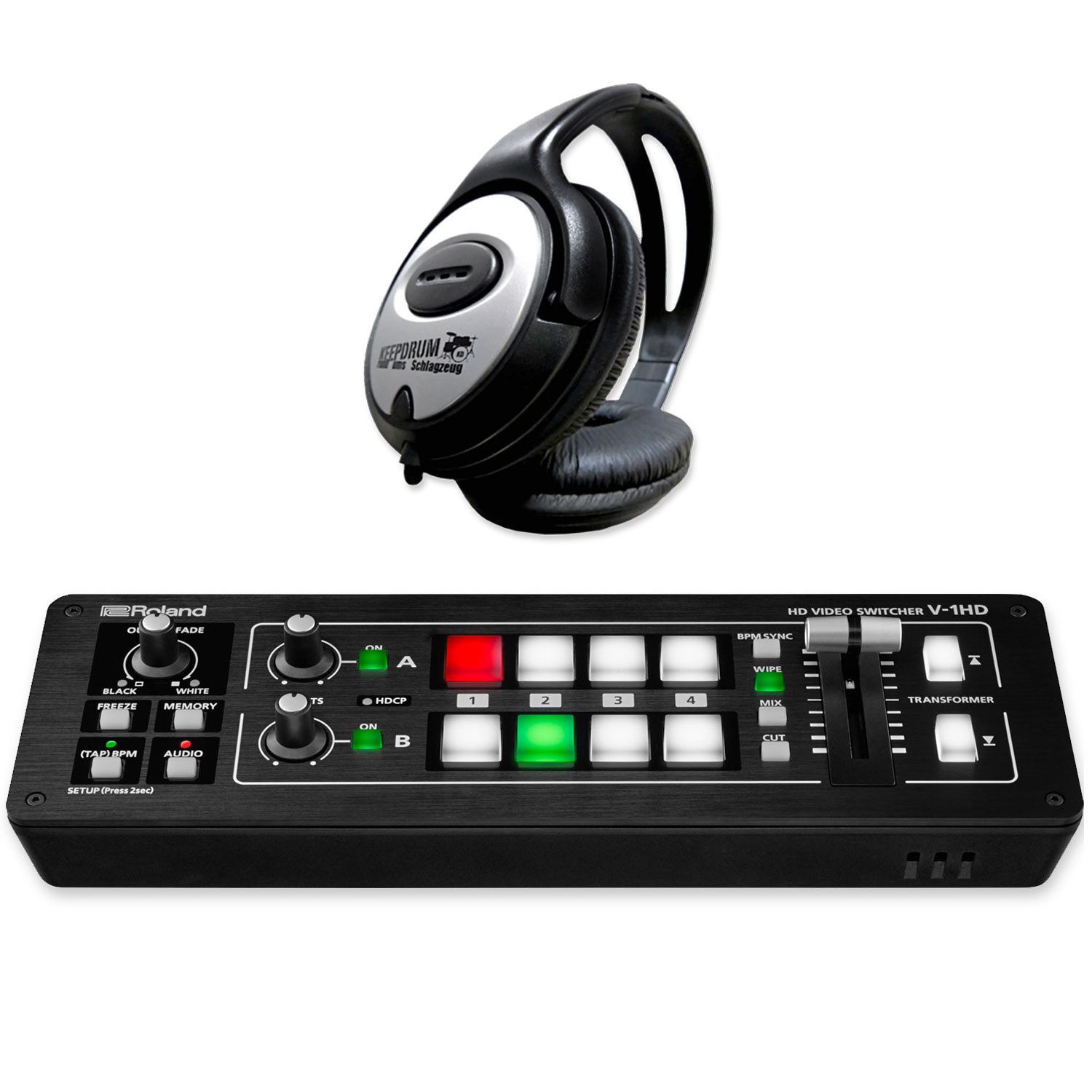 Roland Audio Roland HDMI-Video-Switcher V-1HD mit Kopfhörer Digitales Aufnahmegerät (Vorteils-Set mit Kopfhörer)
