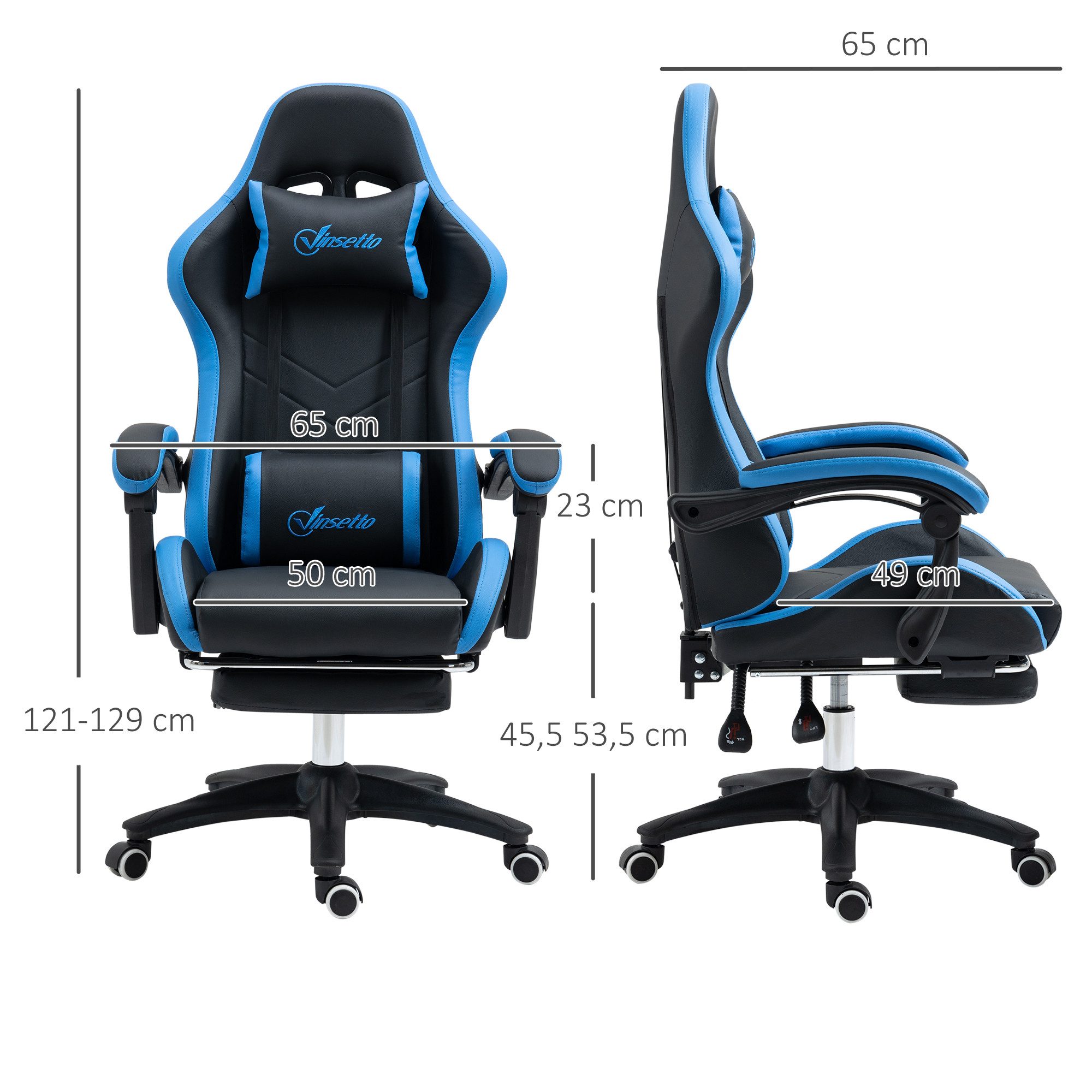 MIBODE Gaming-Stuhl Blau-Schwarzer Gamingstuhl mit Liegefunktion