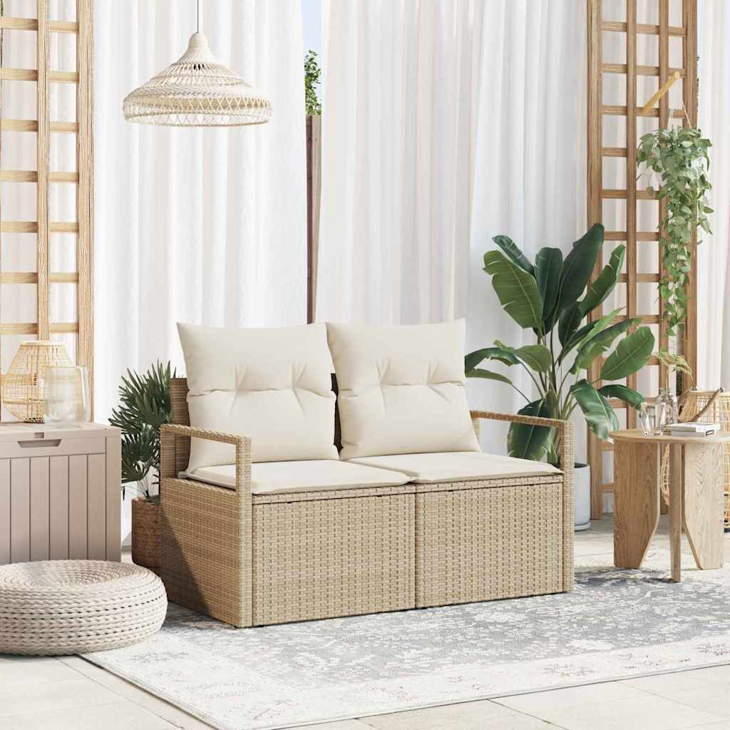 vidaXL Loungesofa Garten-Sofa mit Kissen 120 x 62 x 69 cm Poly-Rattan, 1 Teile