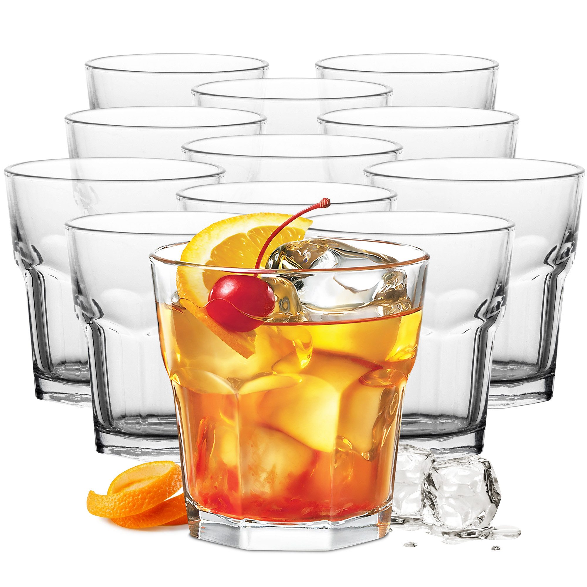 KONZEPT Glas Trinkgläser Set 240ml 6/12 Stk. Wassergläser Stapelbar, 12-tlg., perfekt für den Alltag, Ideal für Cocktails, Saft, Rotwein, Milch