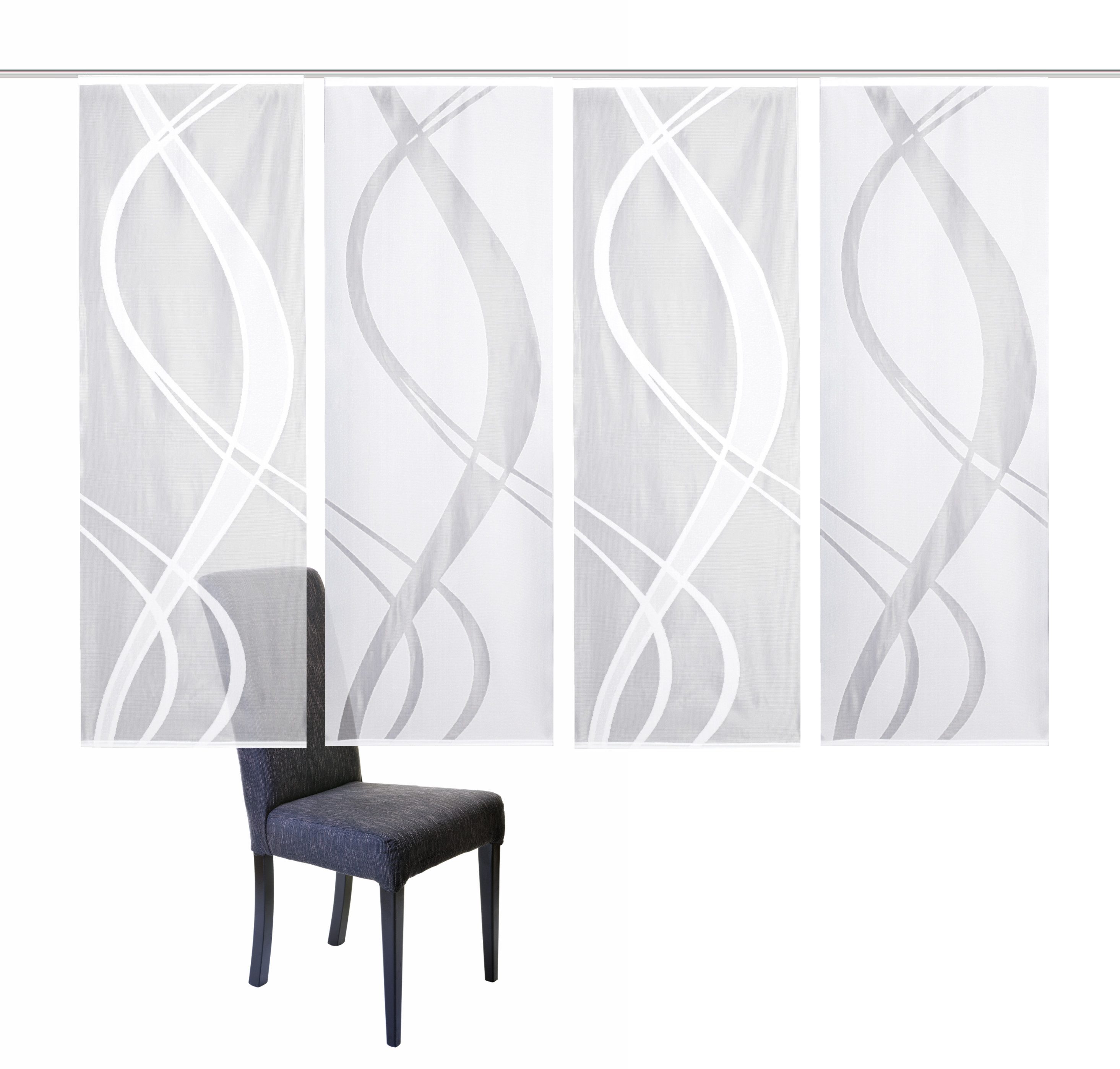 HOME WOHNIDEEN Schiebegardine 4er-Set Schiebegardinen TIBASO, Jacquard-Stoff, Farbe: Weiß, Maße: (4 St), Paneelwagen, halbtransparent, 100% Polyester