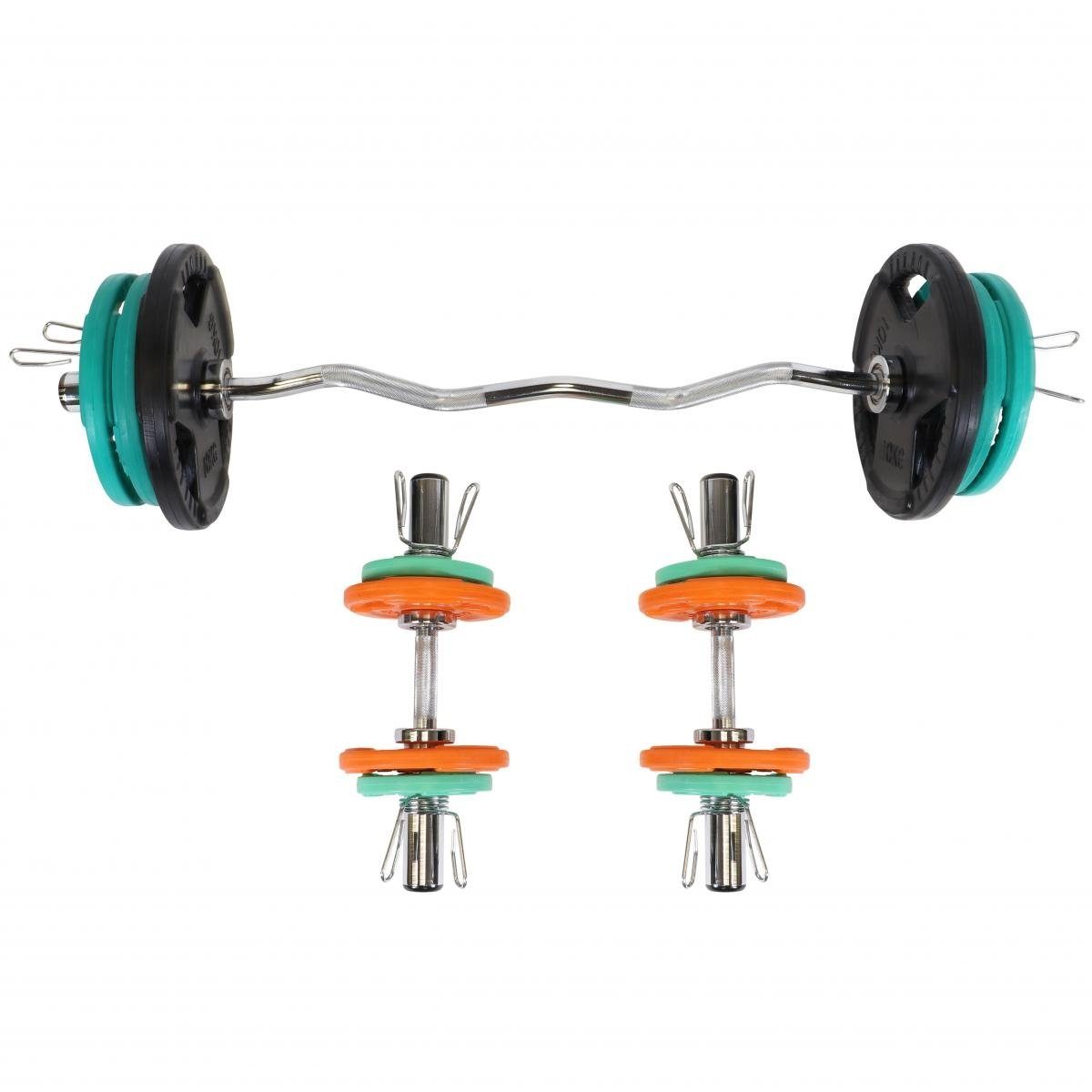 GORILLA SPORTS Hantel-Set Olympiastangen Set Gummi Gripper 75 kg