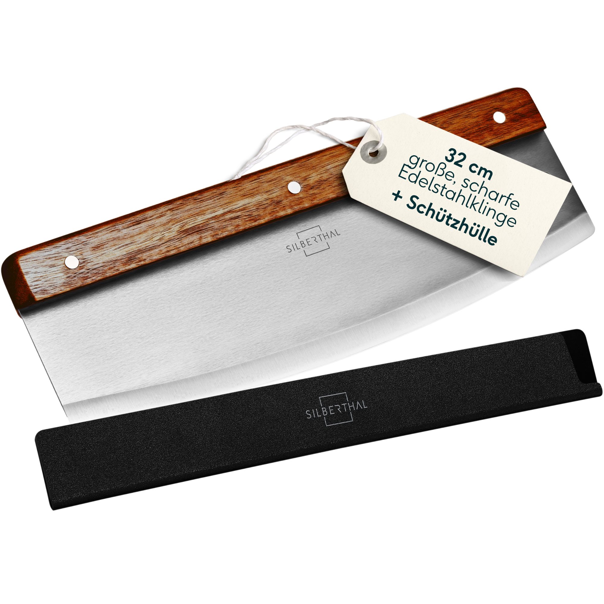 SILBERTHAL Wiegemesser 32cm für Pizza, Flammkuchen, Nüsse und Kräuter