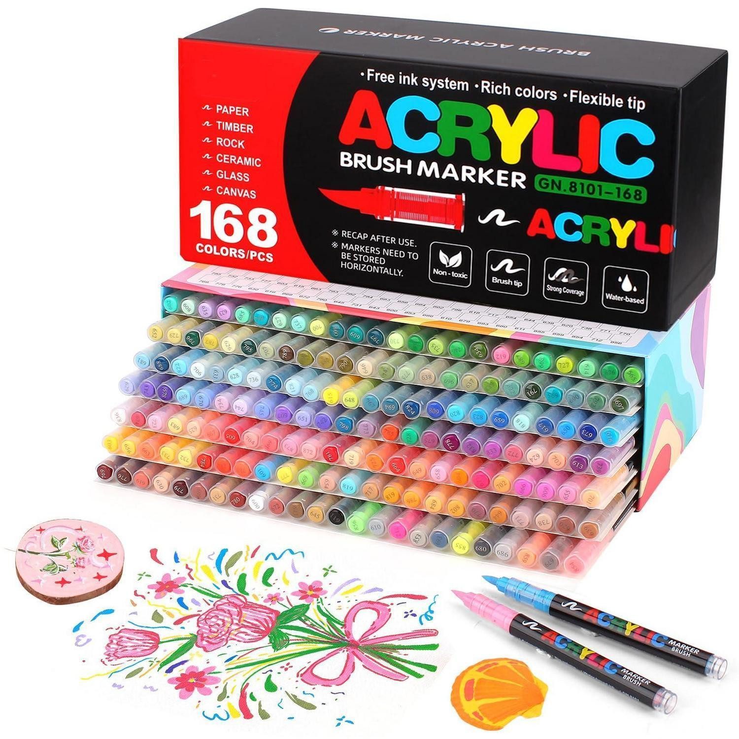 LuxusKollektion Marker Acrylstifte 168 Farben wasserfest 0.1-0.5mm