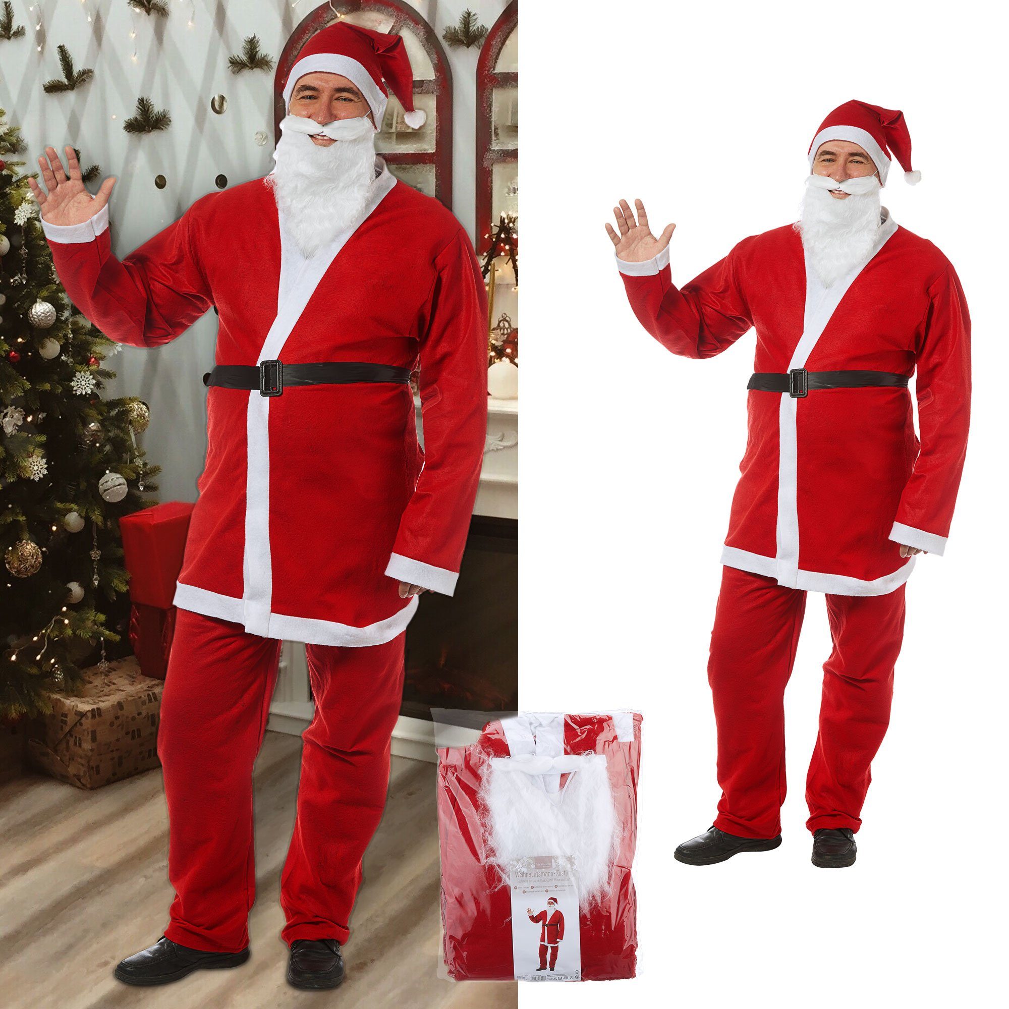 Nikolauskostüm 5tlg Weihnachtsmann Weihnachtsmannkostüm Onesize CEPEWA