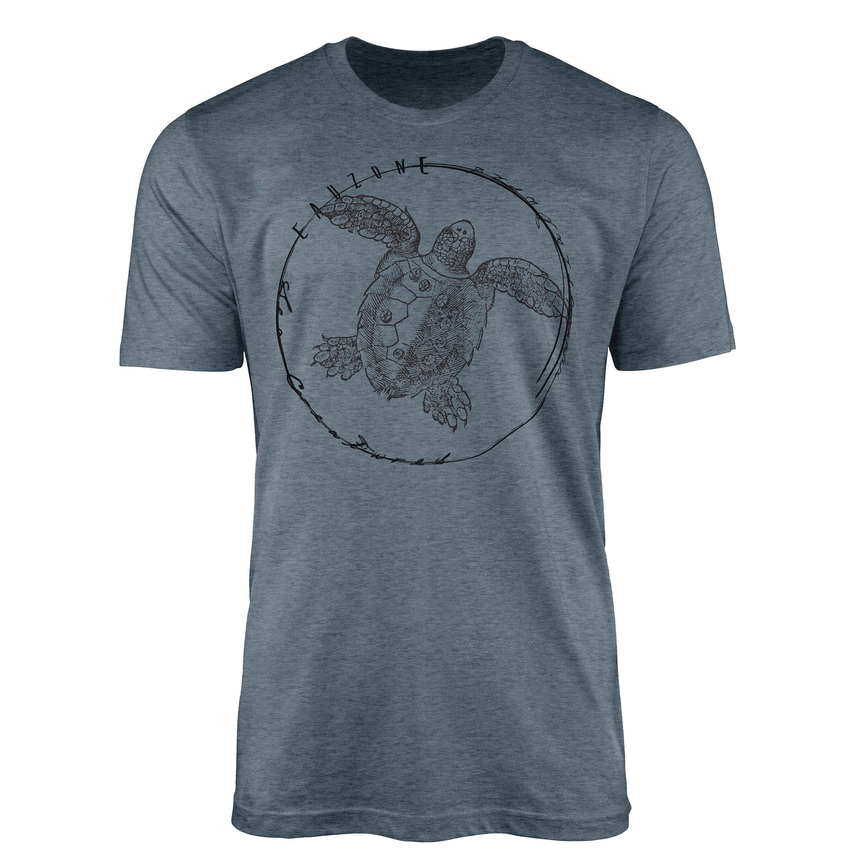 feine Sea Tiefsee sportlicher Schnitt Serie: T-Shirt 099 Sinus Fische Sea Indigo Creatures, - / Art Struktur und T-Shirt