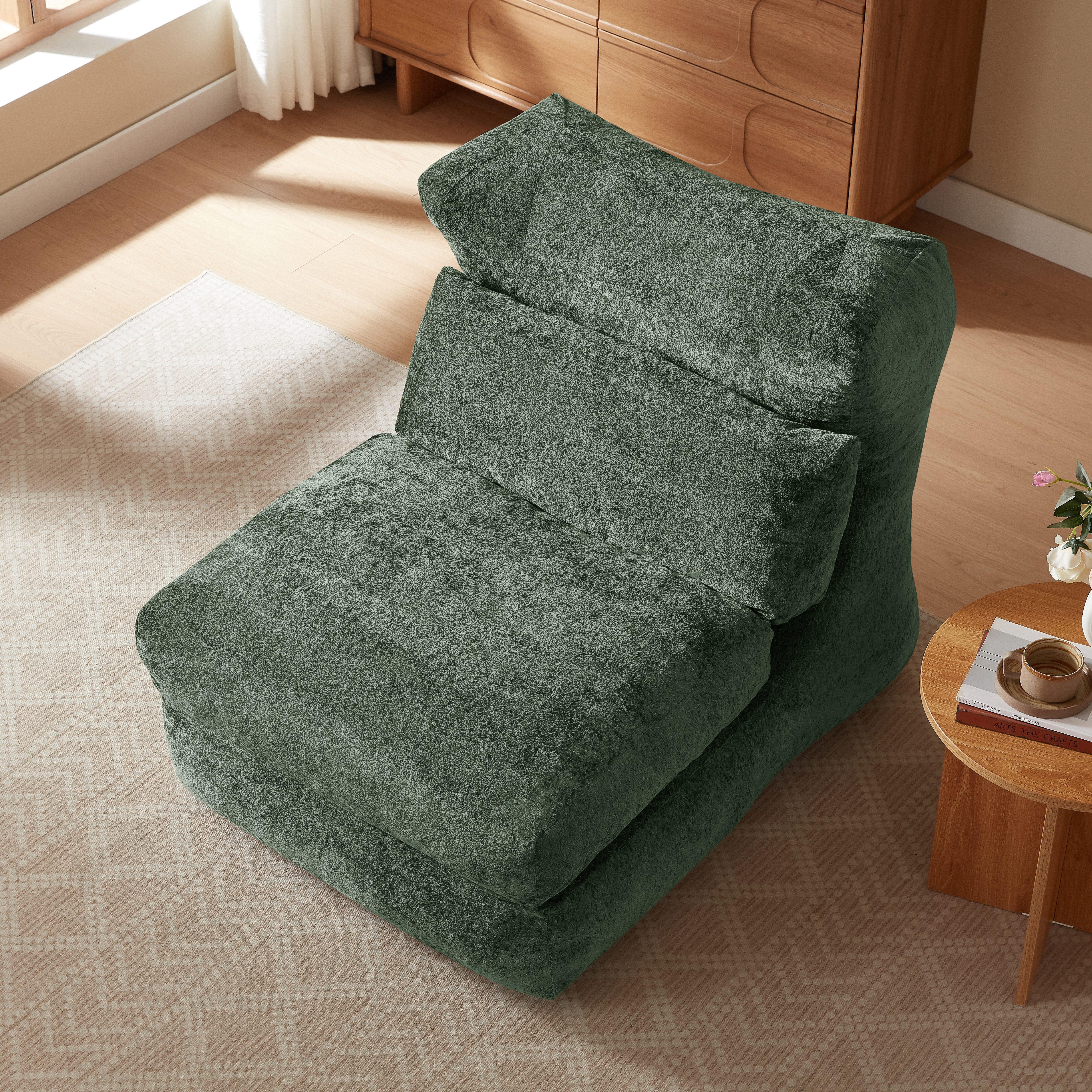 Odikalo Relaxliege Chenille-Relaxsessel mit Klappfunktion & schlaffunktion, einzigartiges Design, geeignet für Wohnzimmer und Schlafzimmer, kann von einem Einzelsessel in einen Liegestuhl umgewandelt werden