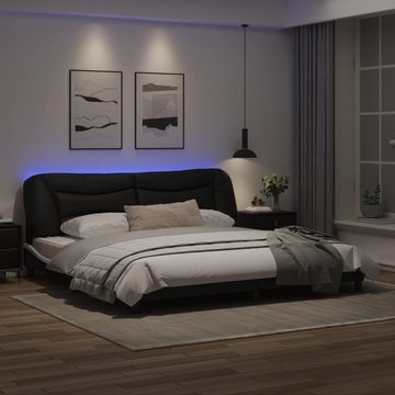 vidaXL Bett Bettgestell mit LED Schwarz und Weiß 200x200 cm Kunstleder