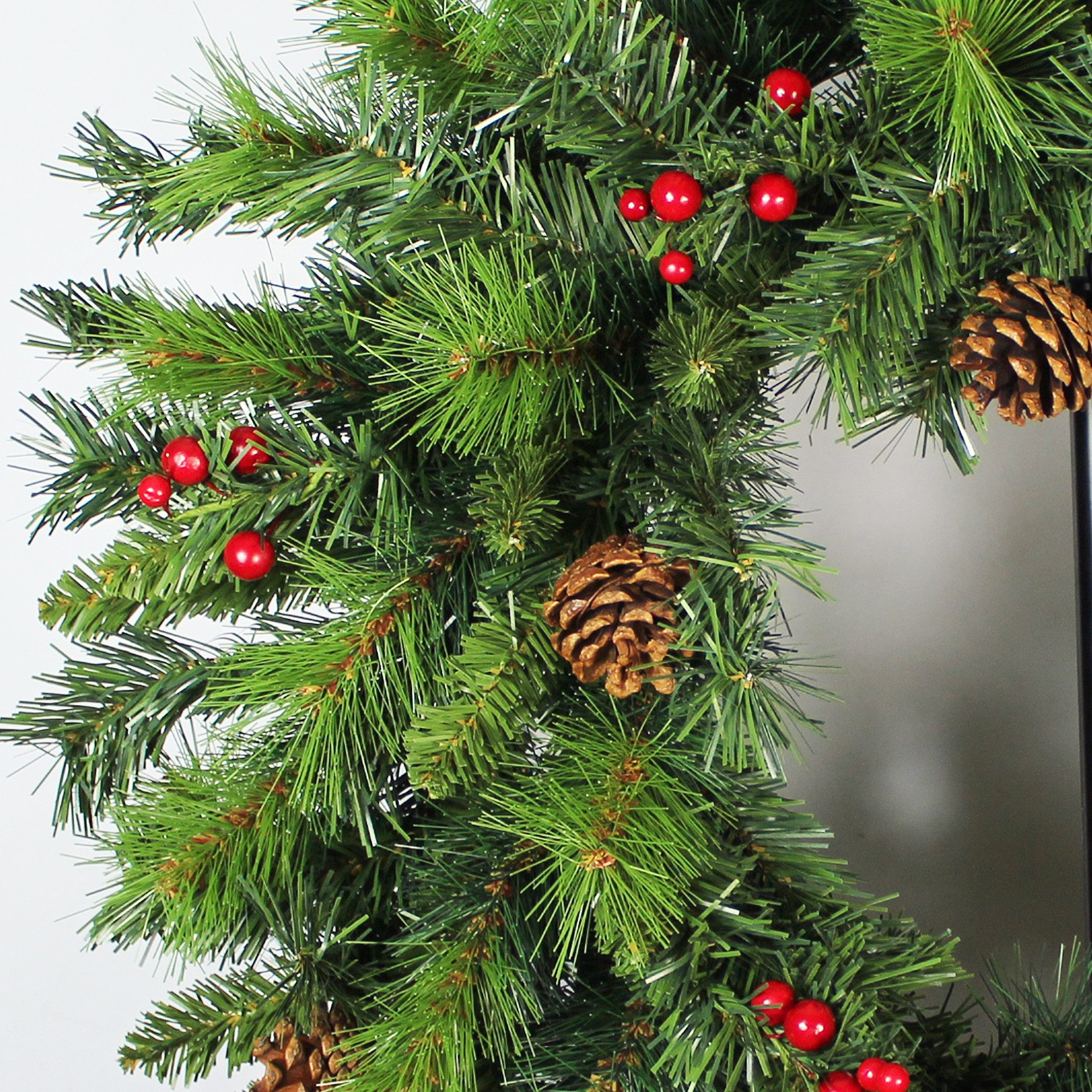 Arnusa Dekokranz Künstlicher Weihnachtskranz 60 cm mit roten Beeren und Zapfen, Weihnachtsdekoration Tannenkranz groß