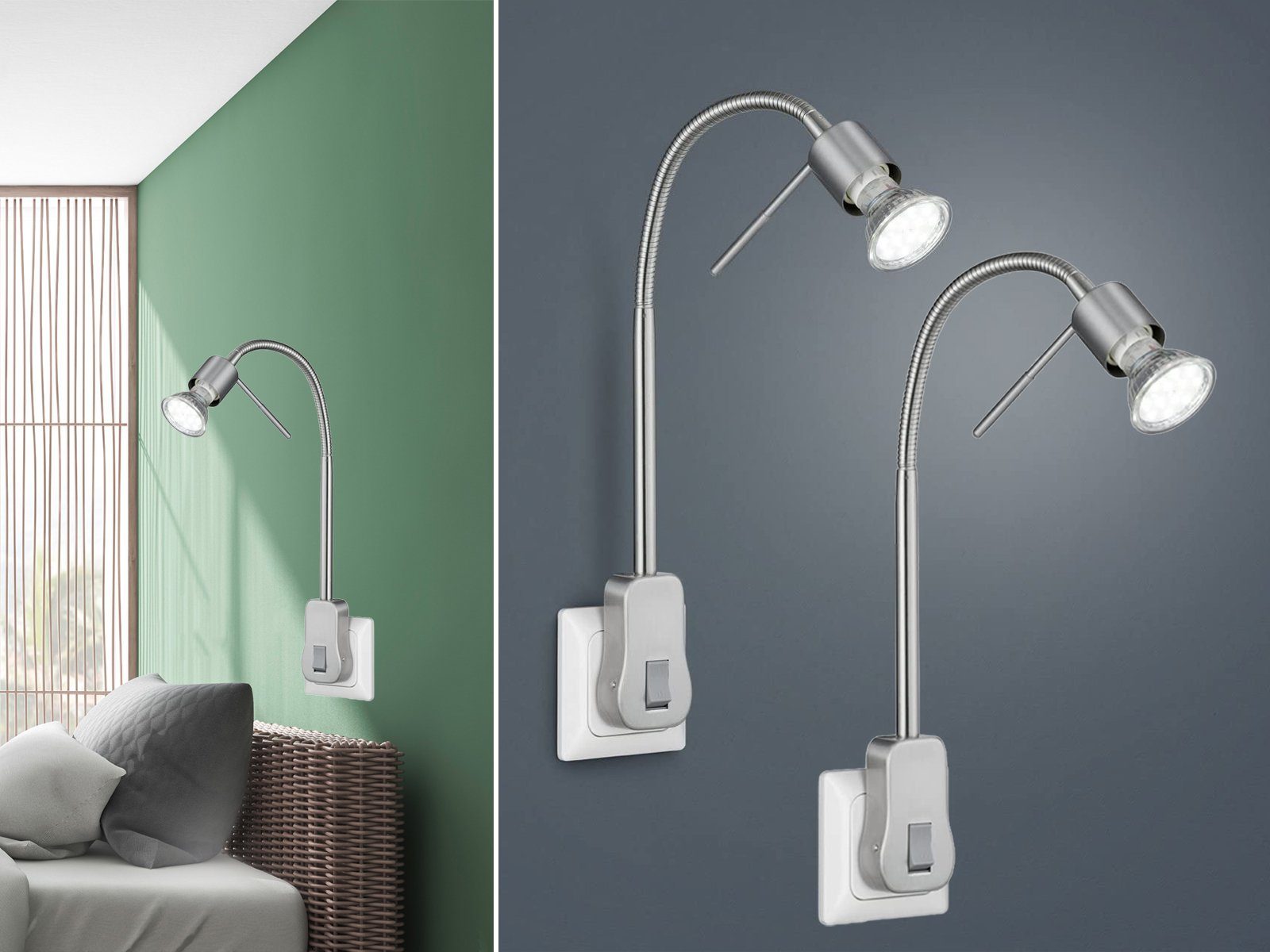 meineWunschleuchte LED Leselampe, 2er SET Wand-Leuchten Bett-Lampen mit  Stecker ohne Kabel Bettleuchten & Nachttischlampen Wand-Montage online  kaufen | OTTO