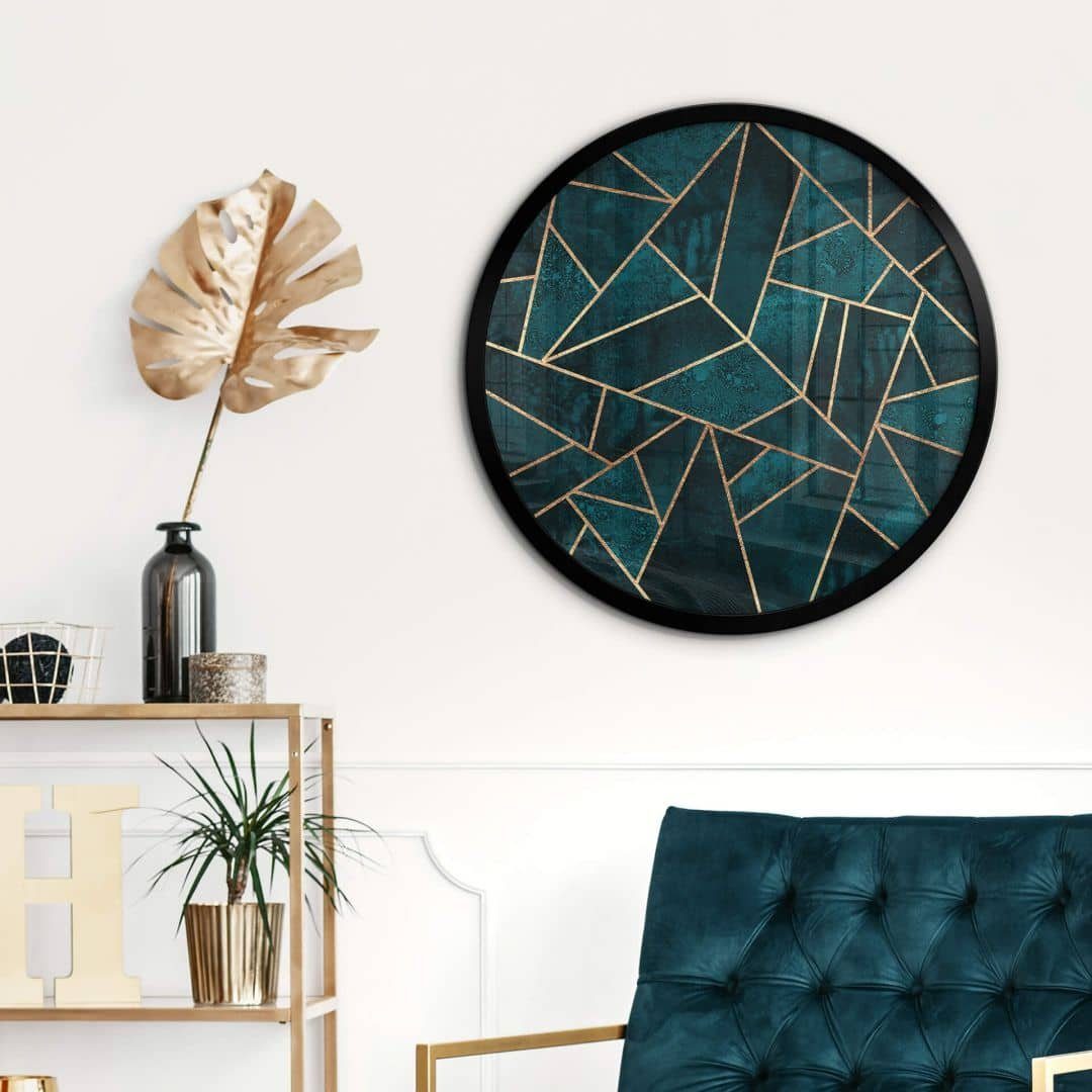 K&L Wall Art Poster Wandbild Poster Rund Küche Grafik Fredriksson Blau  Grüner Edelstein, Wohnzimmer geometrisch modern