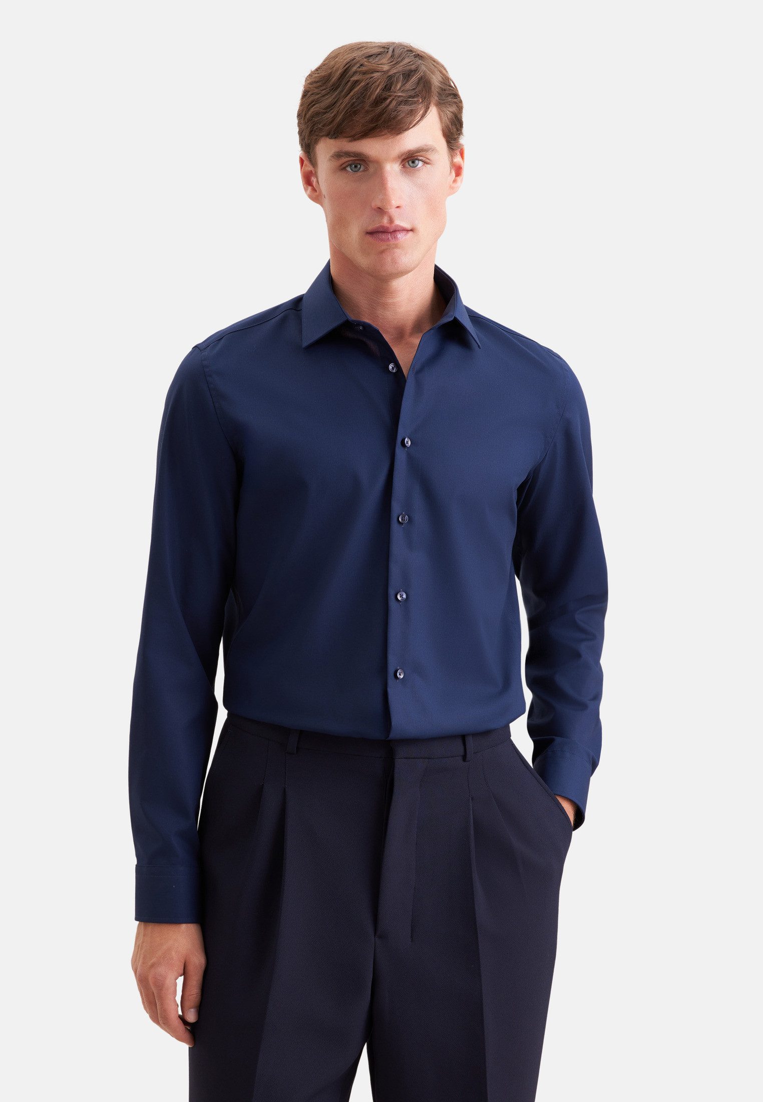 seidensticker Businesshemd Schwarze Rose Slim 1/1 Kentkragen Uni