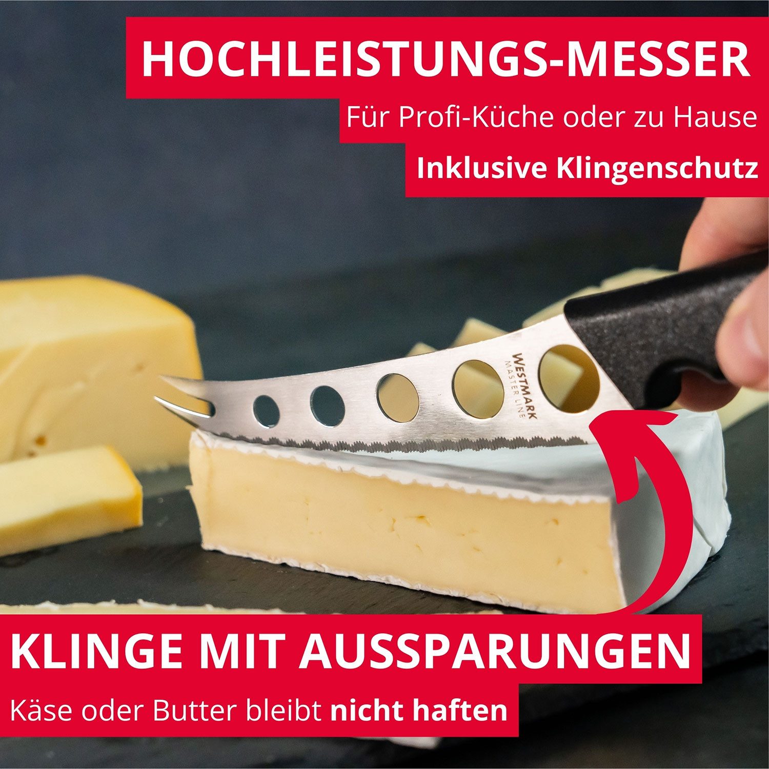 WESTMARK Käsemesser / Profi-Käseschneider, Klingenmaß: 13,5 cm, Länge: 25 cm