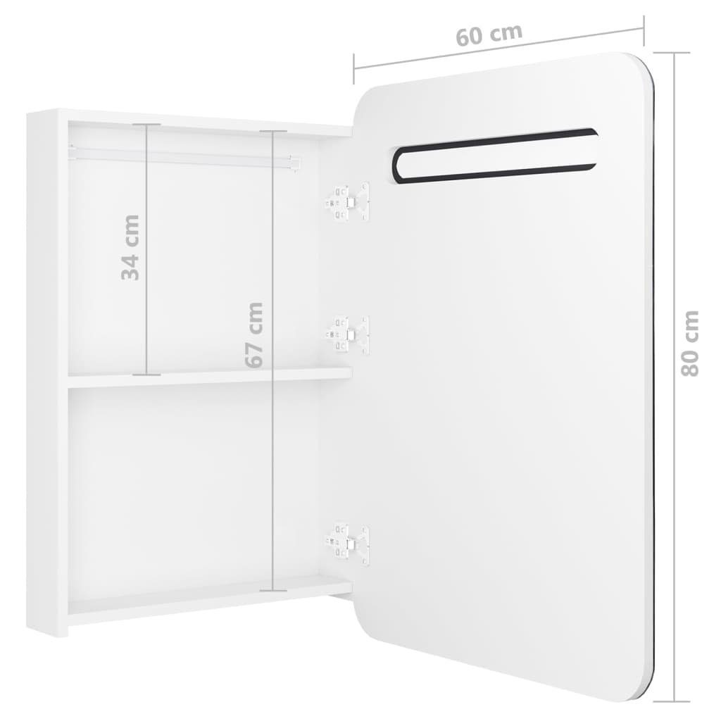 vidaXL Spiegel LED-Bad-Spiegelschrank Glänzendes cm Badezimmer LED-Bele Weiß 60x11x80 Hochglanz-Weiß