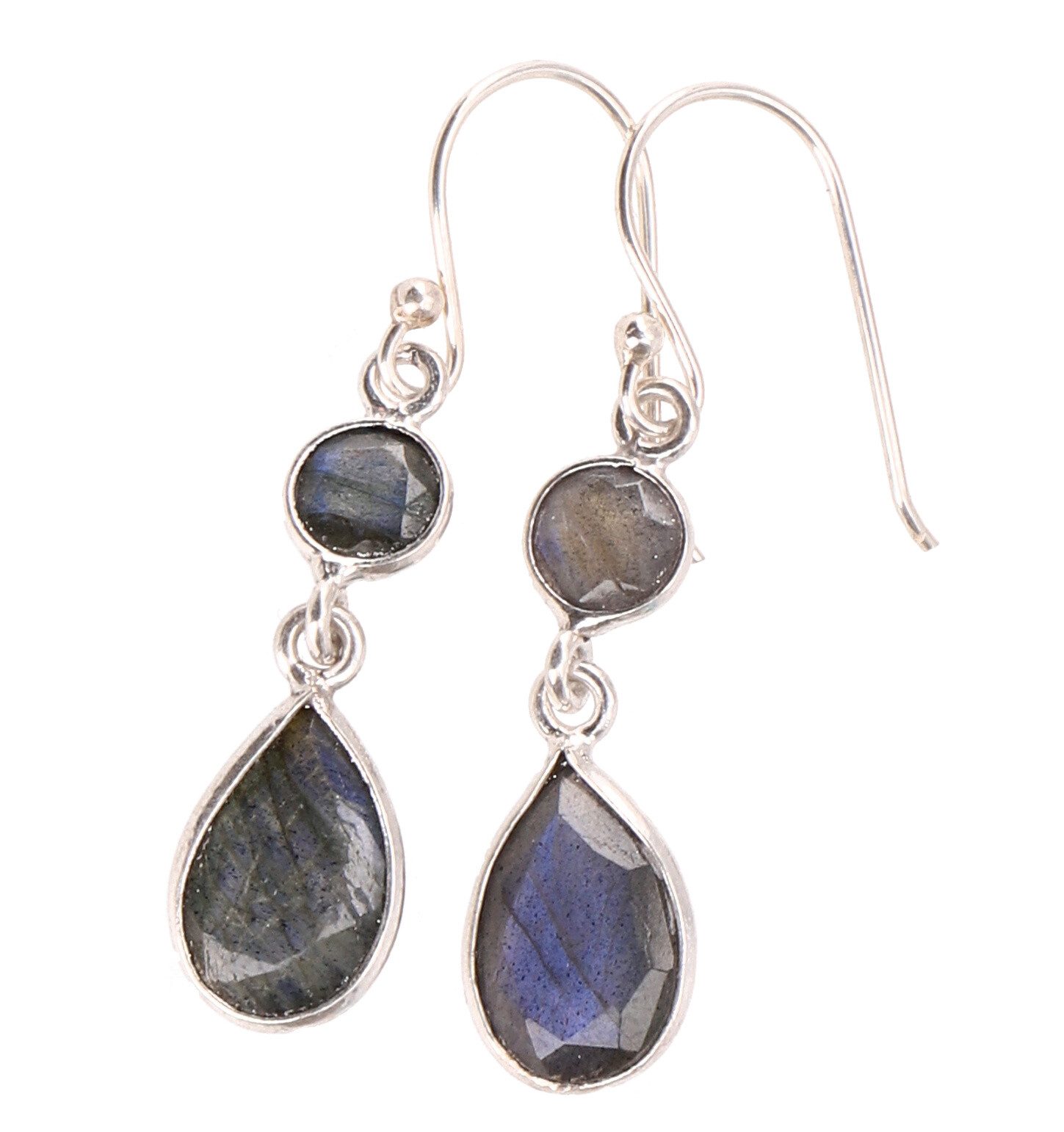 Guru-Shop Paar Ohrhänger Geschliffene Boho Silberohrringe - Labradorit günstig online kaufen