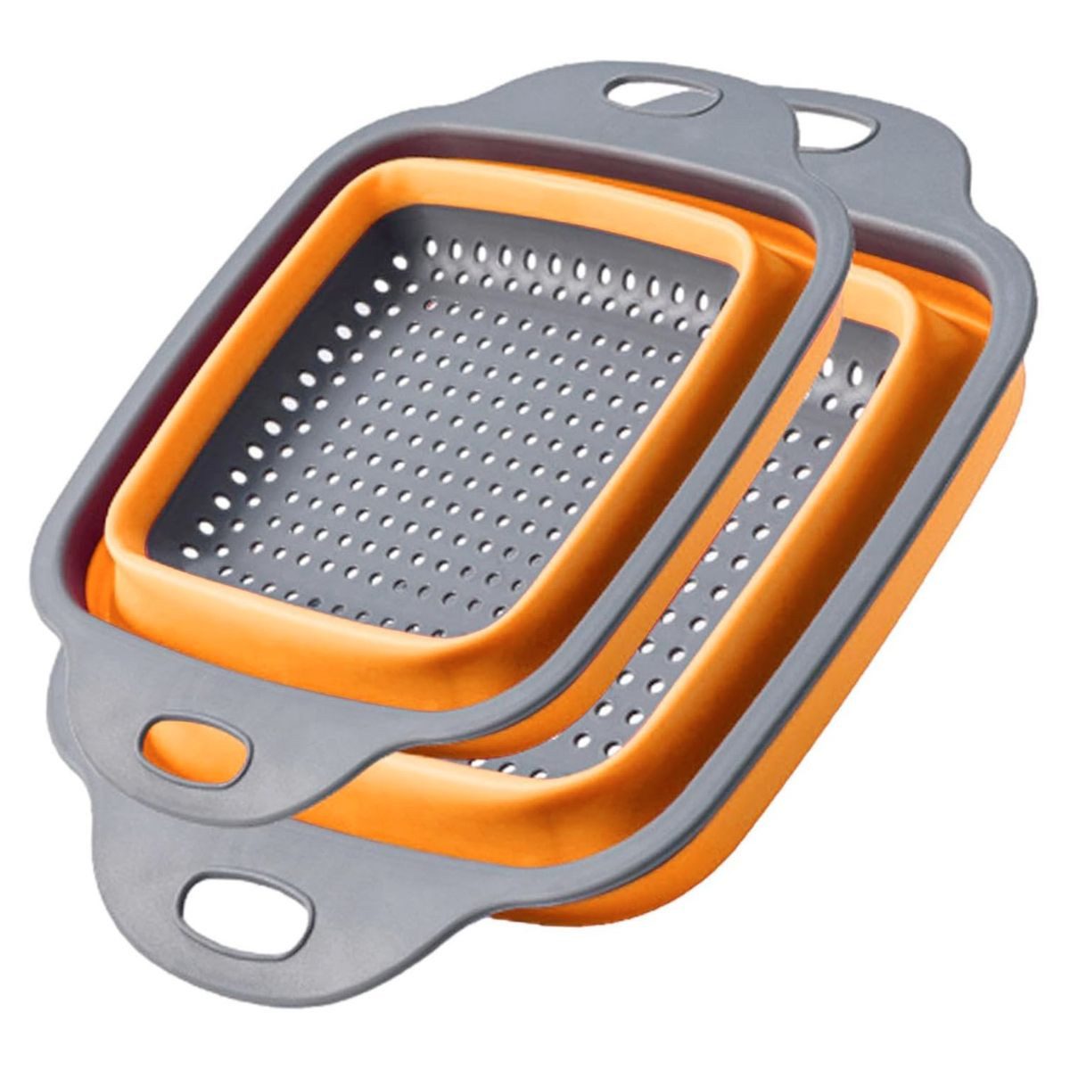 König Design Küchensieb Seiher 2er Set Faltbares Küchensieb Nudelsieb, Silikon / Kunststoff, (Set, 2-St., 2 Größen), Seiher Sieb, Küche Silikon Klappbar Abtropfsieb Nudelsieb