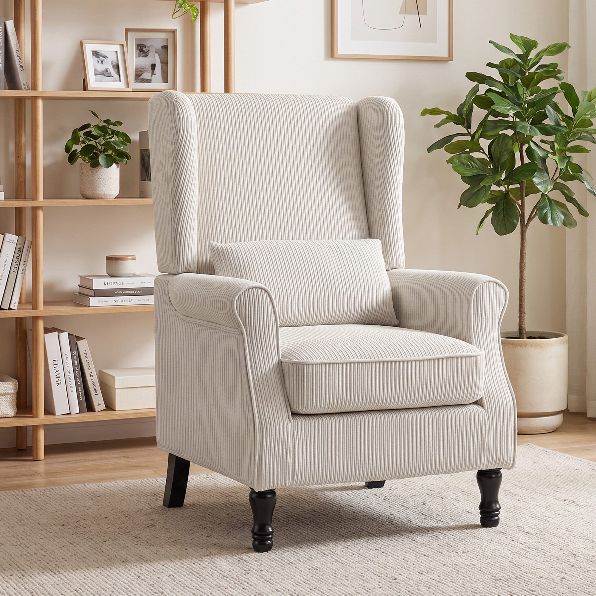 HOMCOM Sessel Ohrensessel mit Armlehnen, Cord-Optik Loungesessel mit Lendenkissen (Lesesessel, 1-St., Sessel), Cordbezug, Lendenkissen, hohe Rückenlehne von HOMCOM