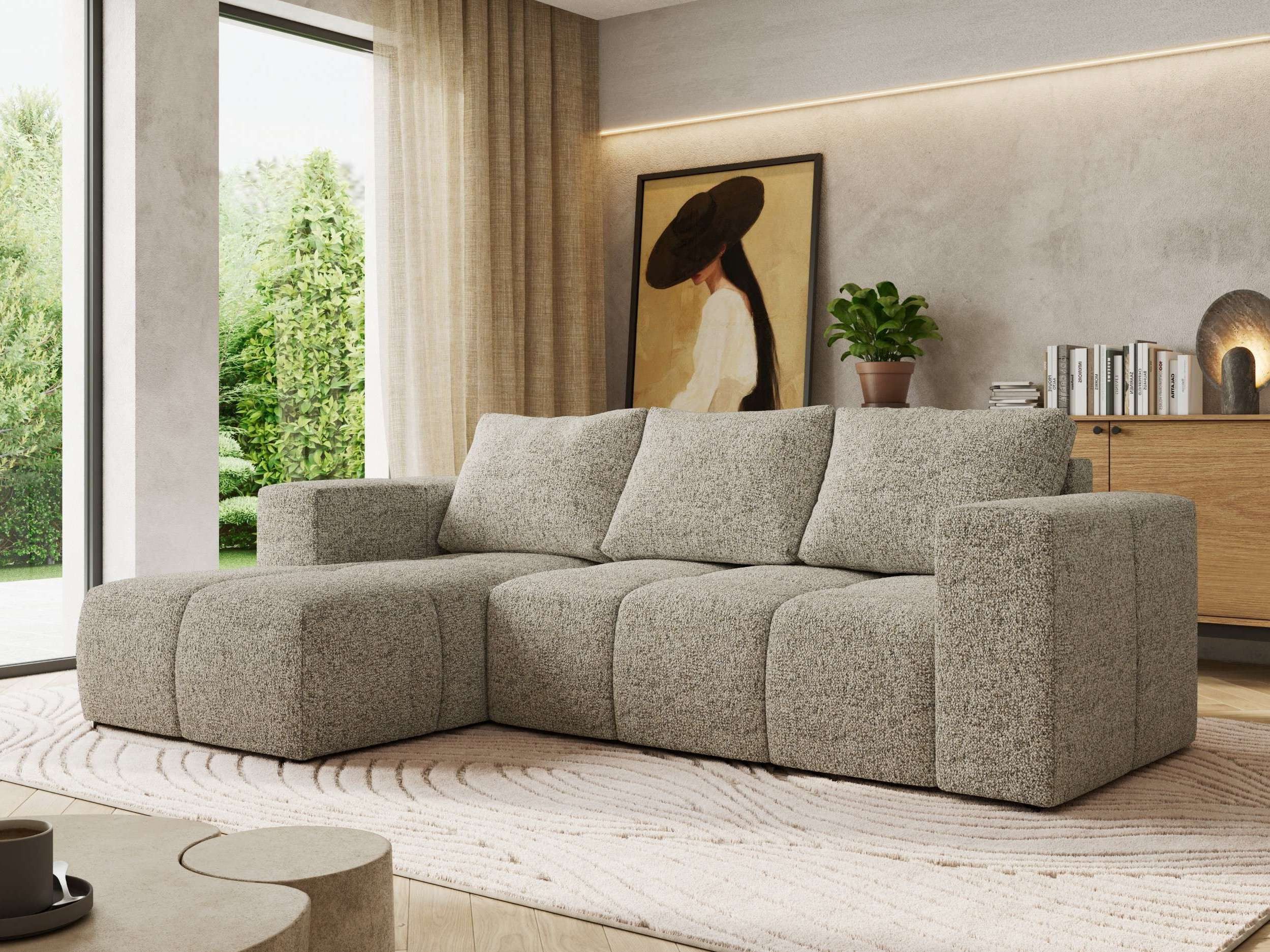 MKS MÖBEL Ecksofa MONIVA, Set, Gepolsterte Eckcouch, Wellenfedern, HR35-Schaum, L-form, Schlaffunktion, Bettkasten