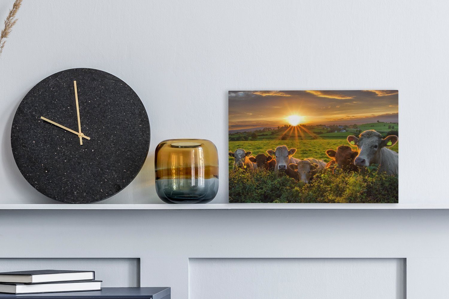 OneMillionCanvasses® Leinwandbild Sonne - Kuh - Gras, Fotodruck (1 St), Lei günstig online kaufen