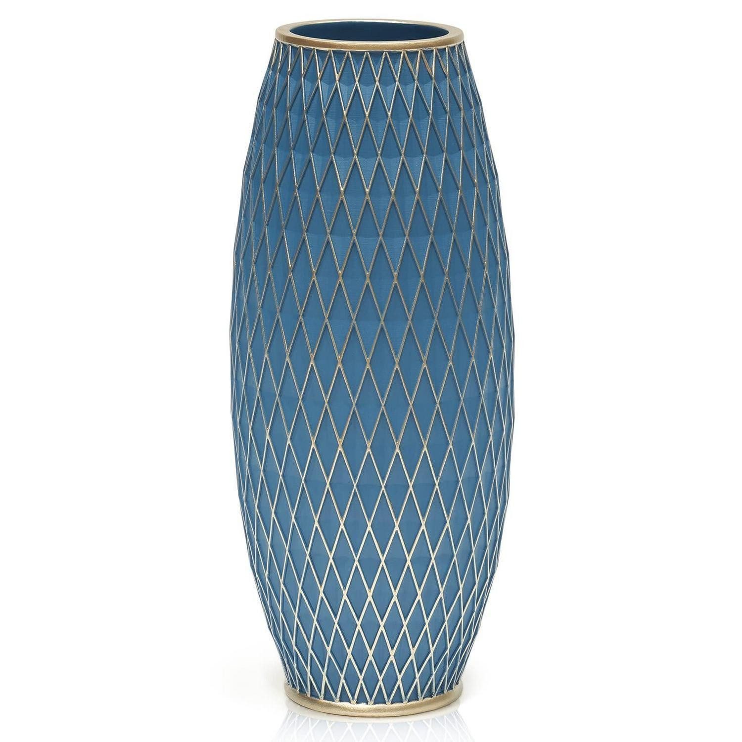 LuxusKollektion Bodenvase Blumenvase hoch 27.9cm Blau minimalistisch (1 St)