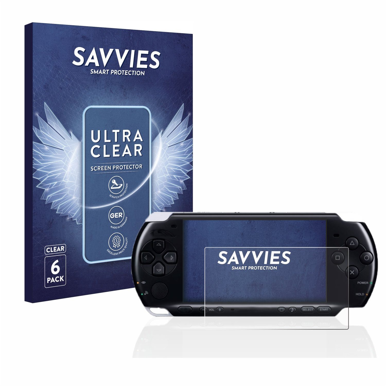 Savvies Displayschutzfolie Schutzfolie für Sony PSP 3004, 6 Stück, Displayschutz Schutz Folie Klar Transparent