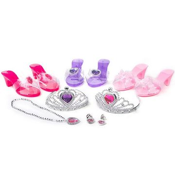 Kind Ja Lernspielzeug Spielset für Mädchen,Princess Dress up Schuhe Set,Schmuck Spielzeug, High Heels Halskette Krone Ohrringe