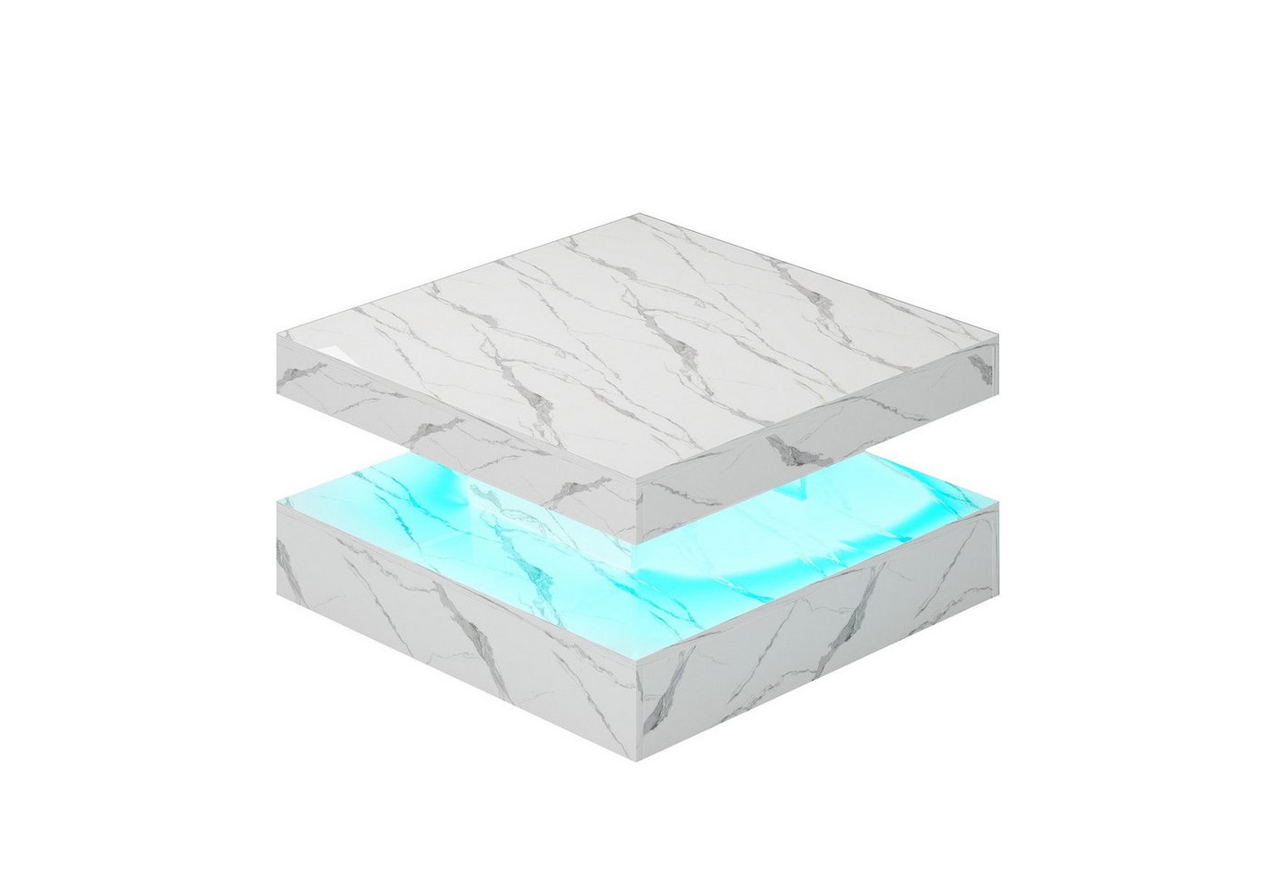 radelldar Couchtisch Quadratisch LED-Beleuchtung 2-in-1 (1-St), Moderner Wohnzimmertisch 78x78 cm mit Fernbedienung