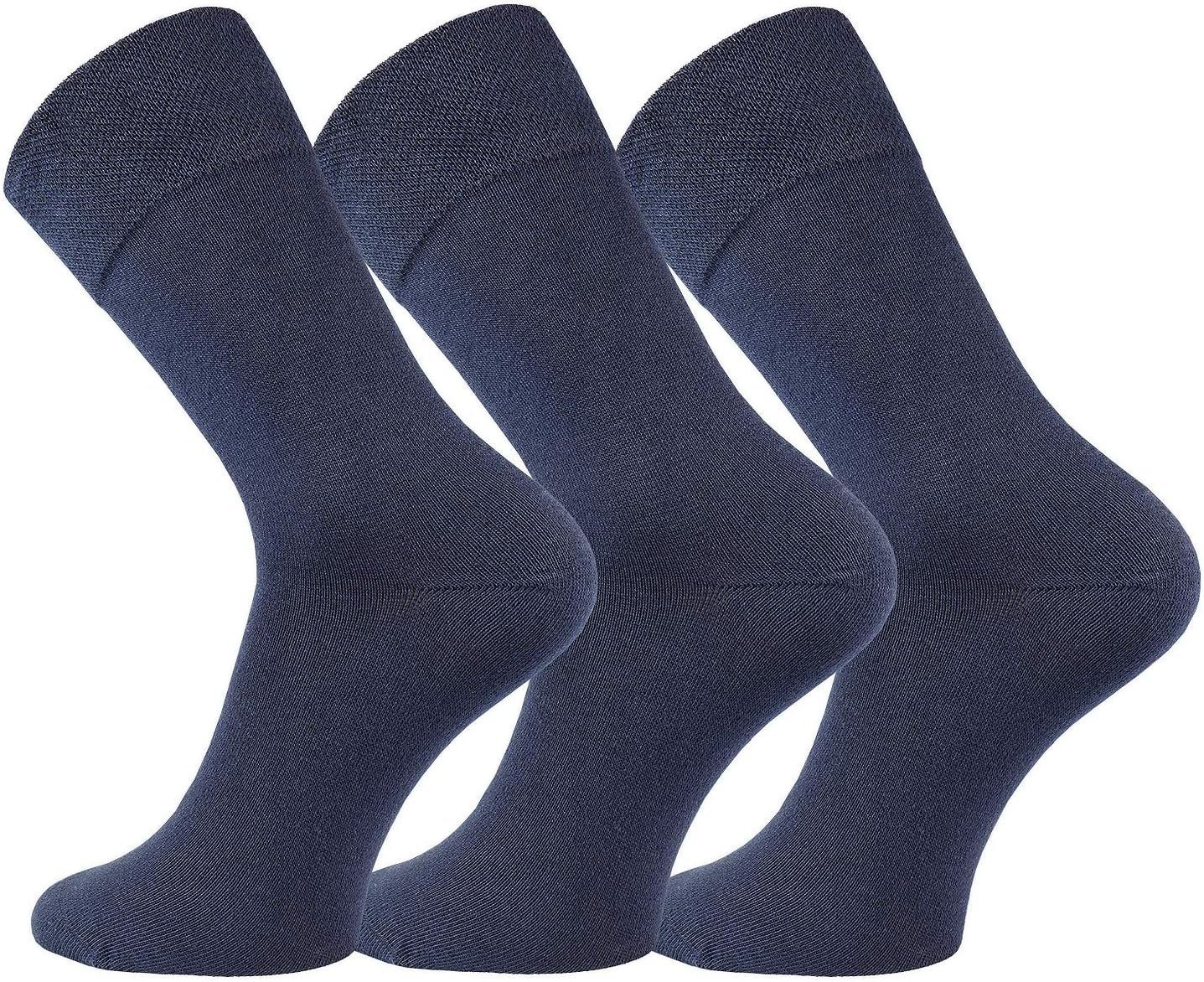 FussFreunde Basicsocken 6 Paar Baumwoll-Socken mit breitem Komfort Piqué-Bund Marine