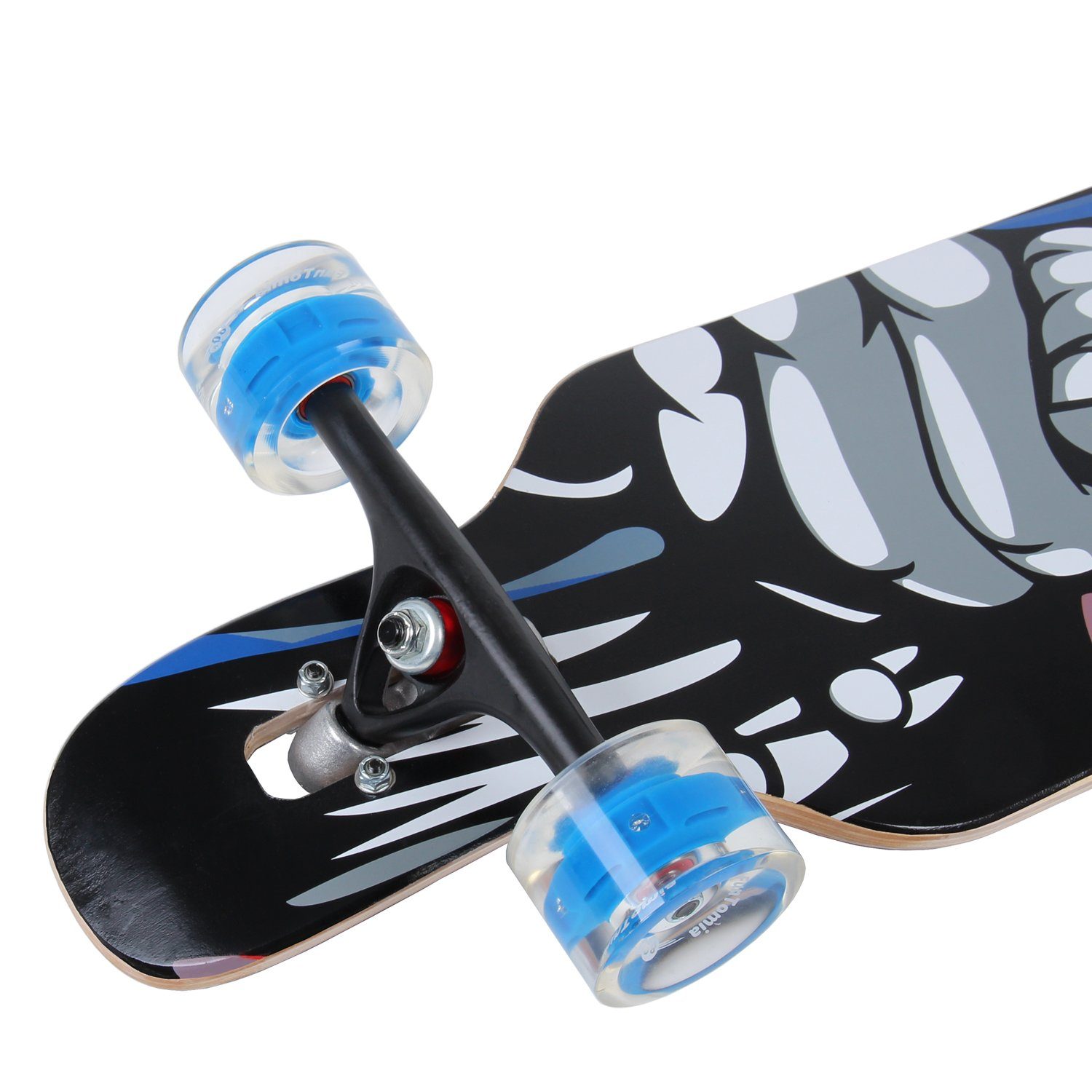 FunTomia Longboard Flex und Komplettboard mit Drop Through 25 Twin Tip 3 in Flex Tip - / + T-Tool Camber Mach1 ABEC-9 Twin Stufen Camber LED Skateboard Kugellager, Speed Cruiser - LED 1 122kg bis Longboard Rollen Amerika Ahornholz