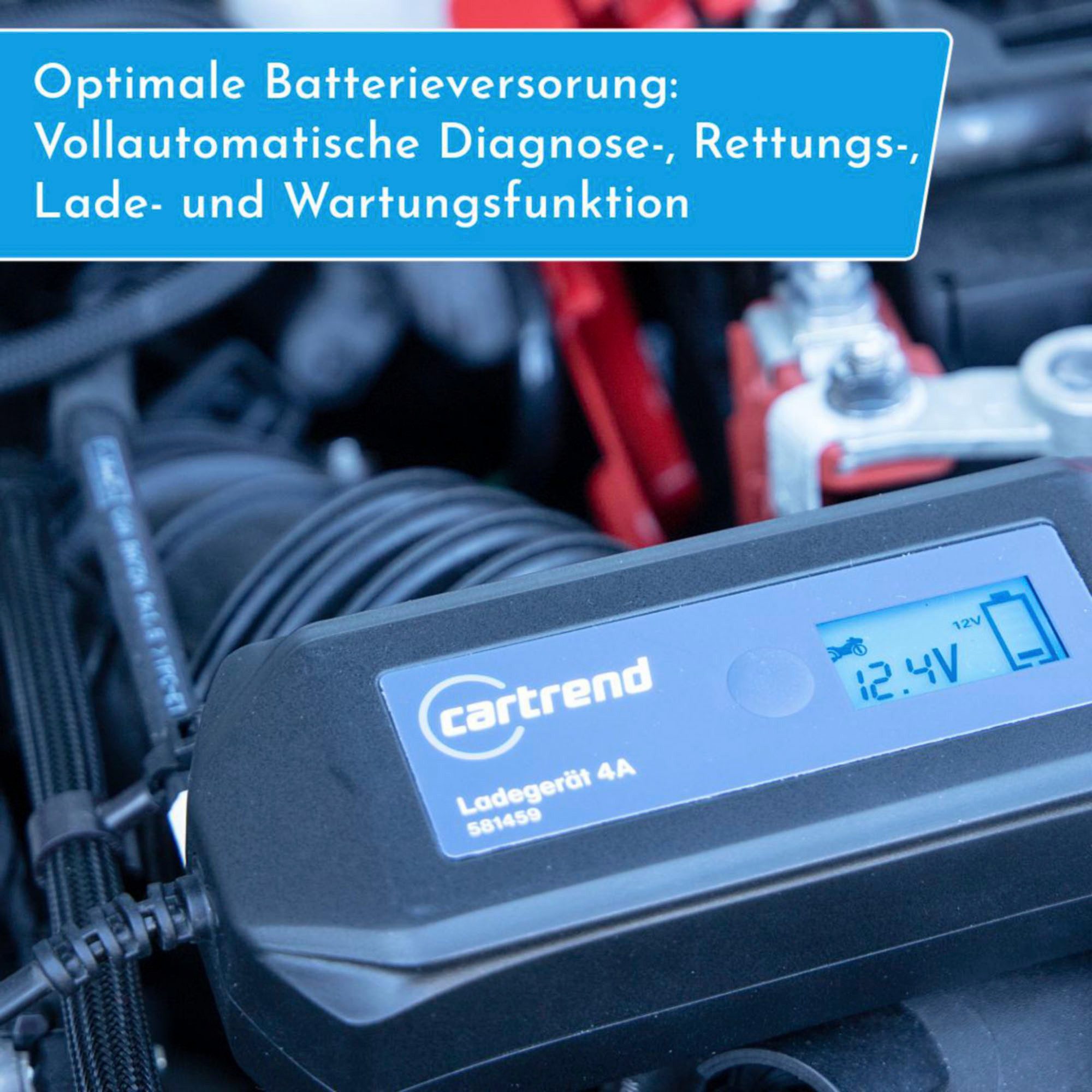 Cartrend DP4.1 battery charger with microprocessor technology 6V/12V, 4A car battery charger