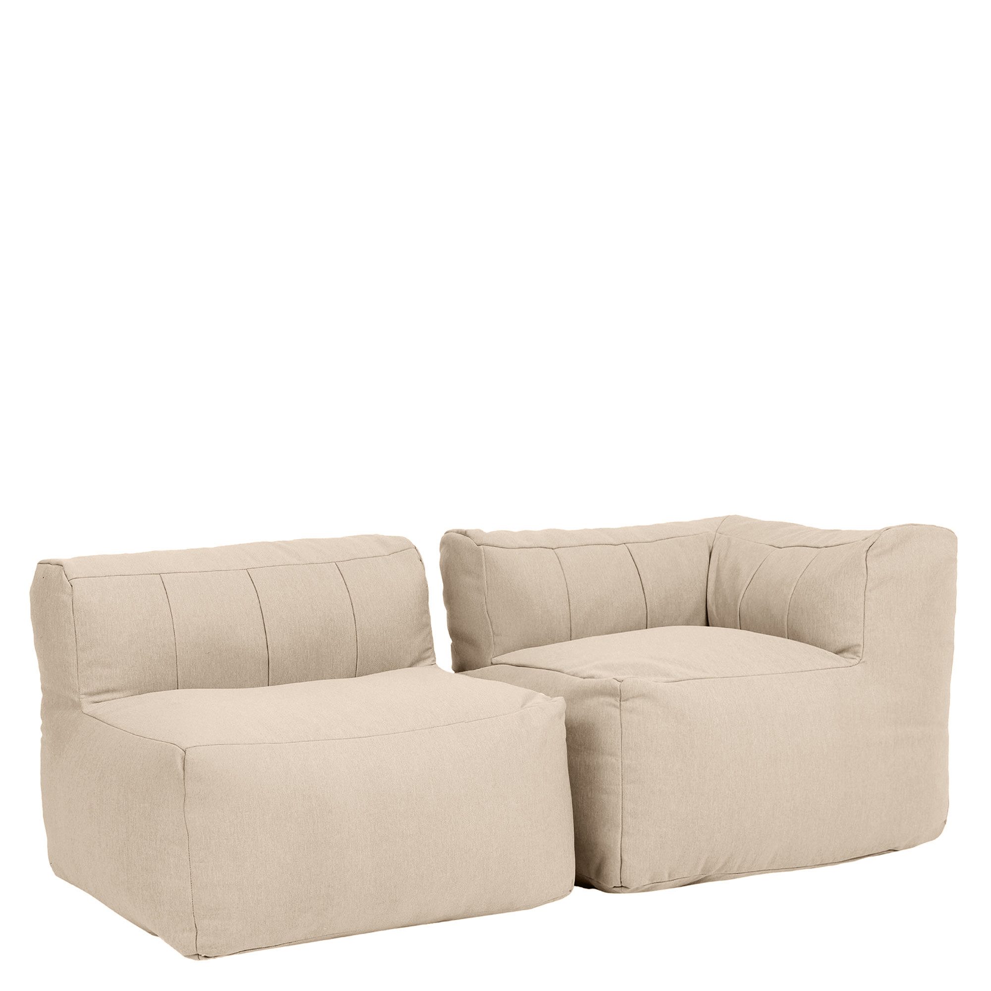 icon Gartenlounge-Set Modulares Outdoorsofa 2 Stück aus Olefin „Zen“, (Spar-Set, 1 x Ecksofa, 1 x Sessel), Schaumstoff Füllung, für Wohnzimmer, für den Außenbereich, wetterfest